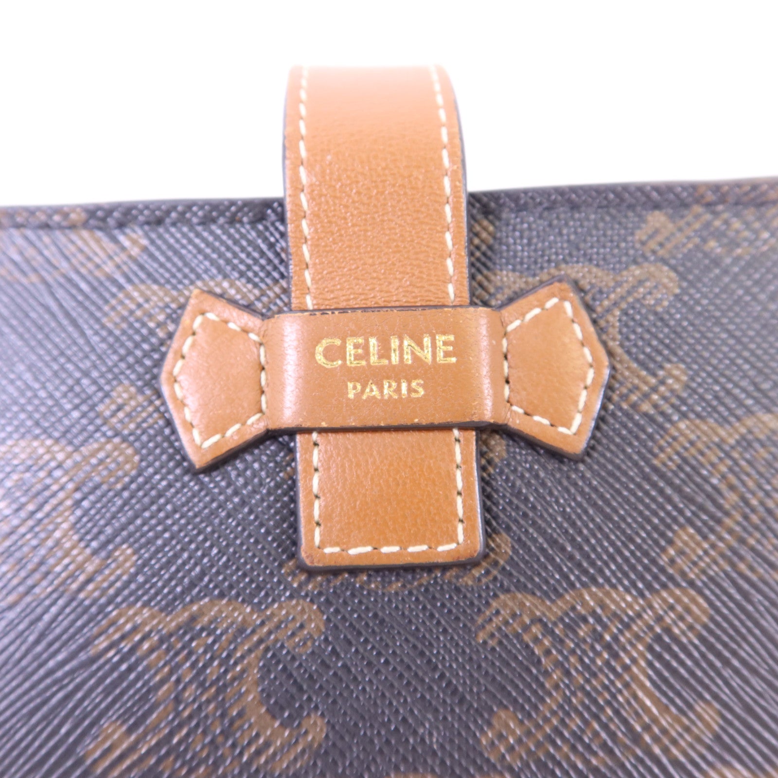 CELINE 塗層帆布/牛皮皮革Wallet金扣錢包