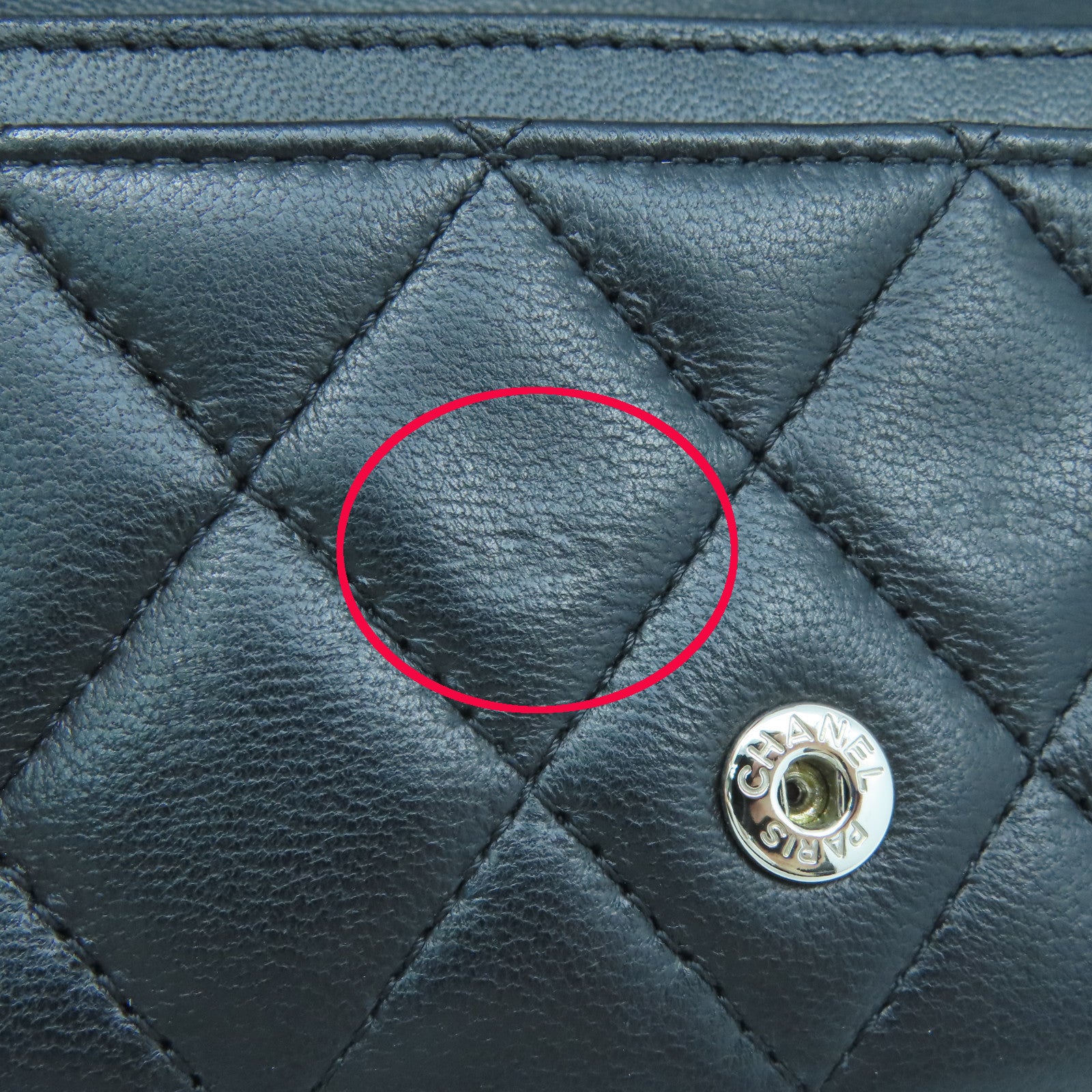 CHANEL 菱格羊皮皮革Card Case銀扣卡片套黑色