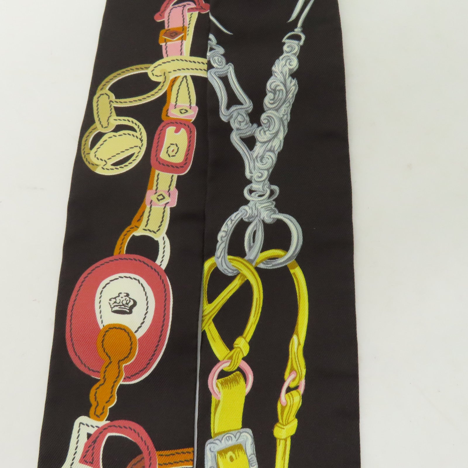 HERMES 【激減優惠】絲質Twilly絲巾黑色/黃色/紅色