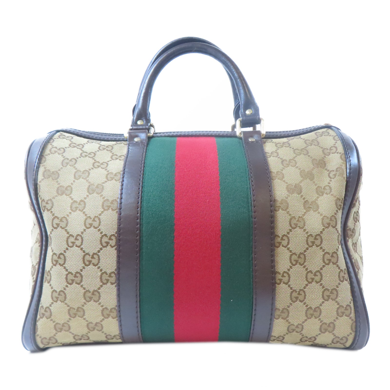 GUCCI 帆布Crossbody Bag金扣手挽肩背兩用袋啡色