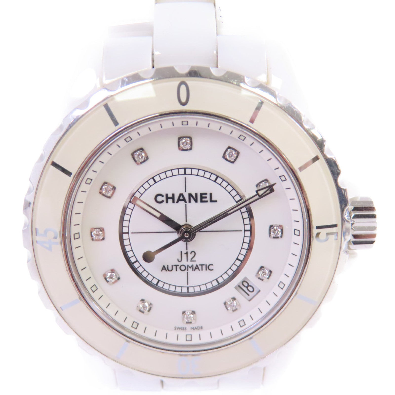 CHANEL J12 Watch陶瓷銀扣自動機芯手錶白色