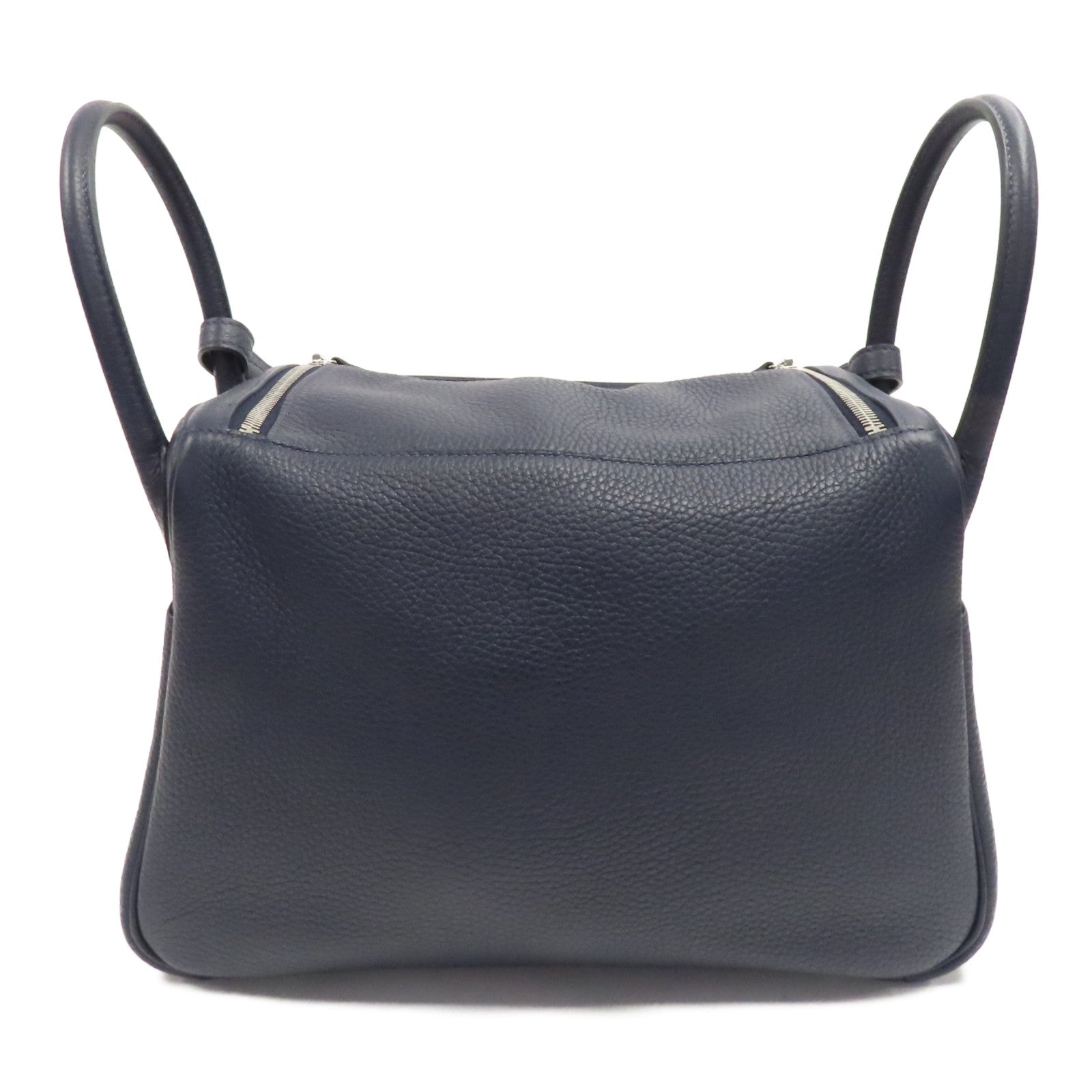HERMES Clemence皮革Lindy 30銀扣手挽肩背兩用袋Bleu Nuit/深藍色