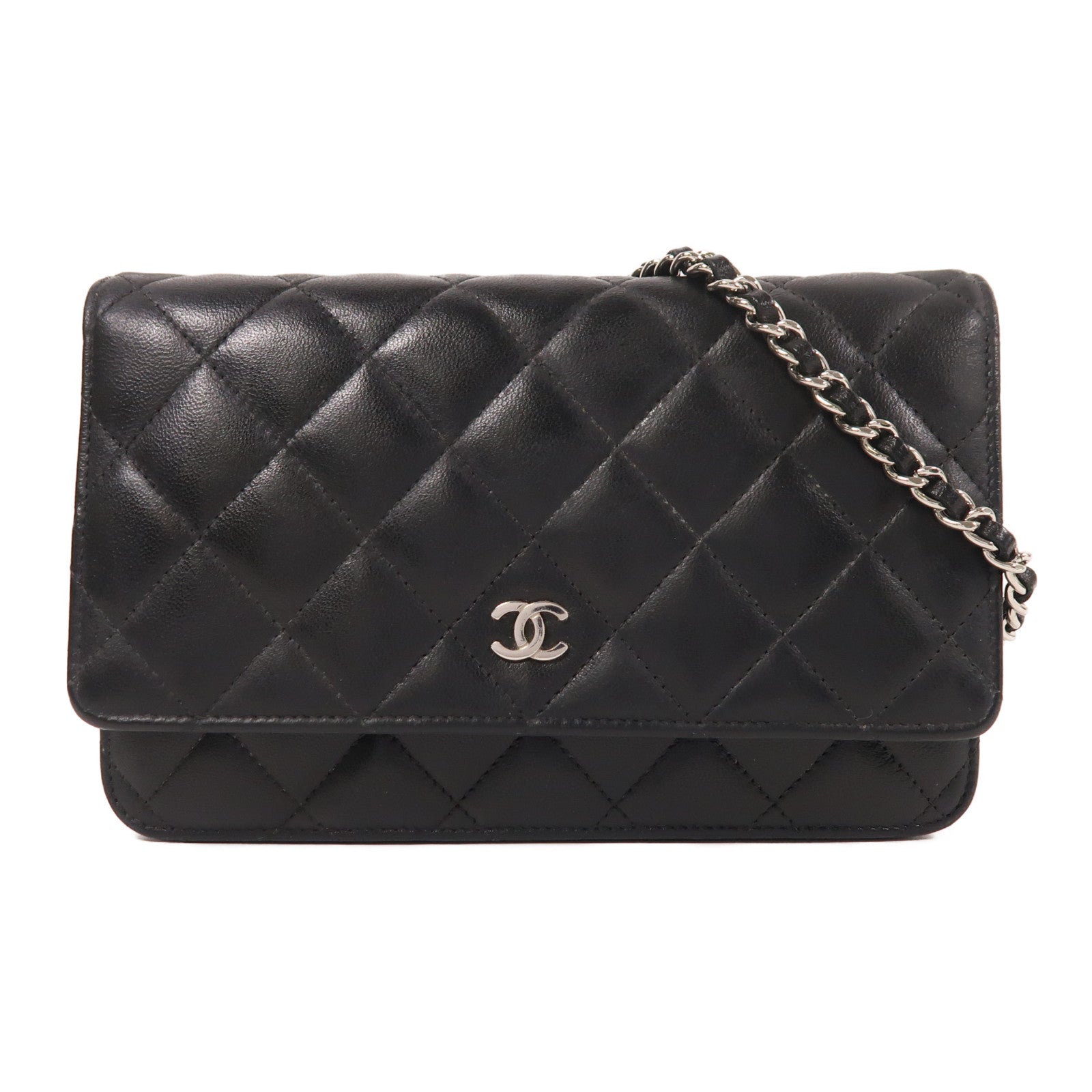 CHANEL 羊皮皮革WOC Wallet On Chain銀扣鏈帶肩背袋