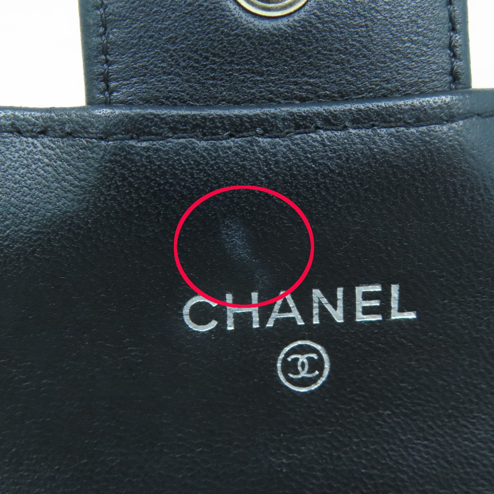 CHANEL 菱格羊皮皮革Card Case銀扣卡片套黑色