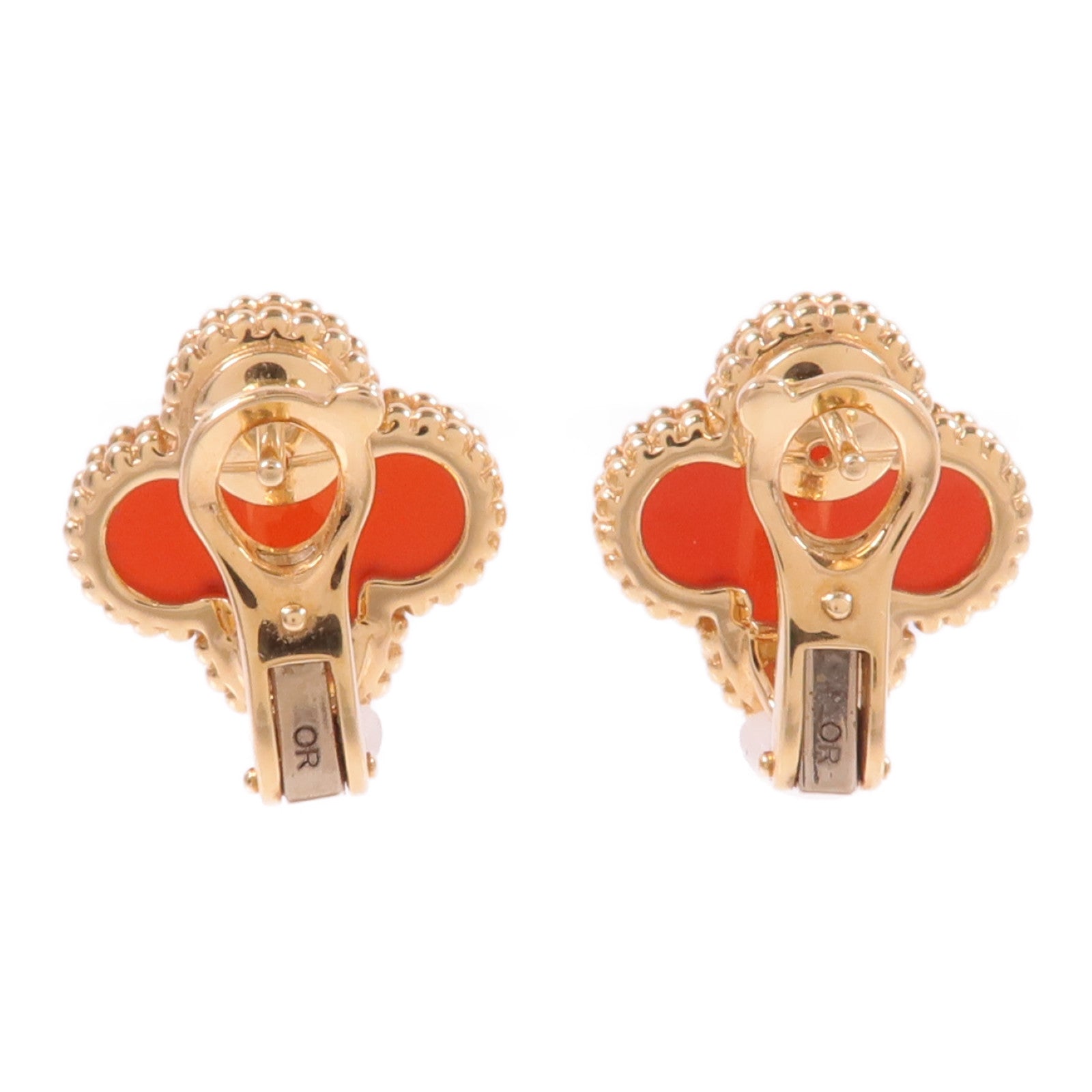 Van Cleef & Arpels 18K黃金Vintage Alhambra Earrings紅玉髓耳環