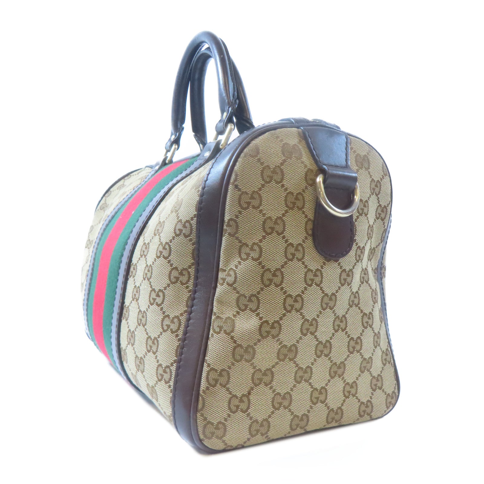 GUCCI 帆布Crossbody Bag金扣手挽肩背兩用袋啡色