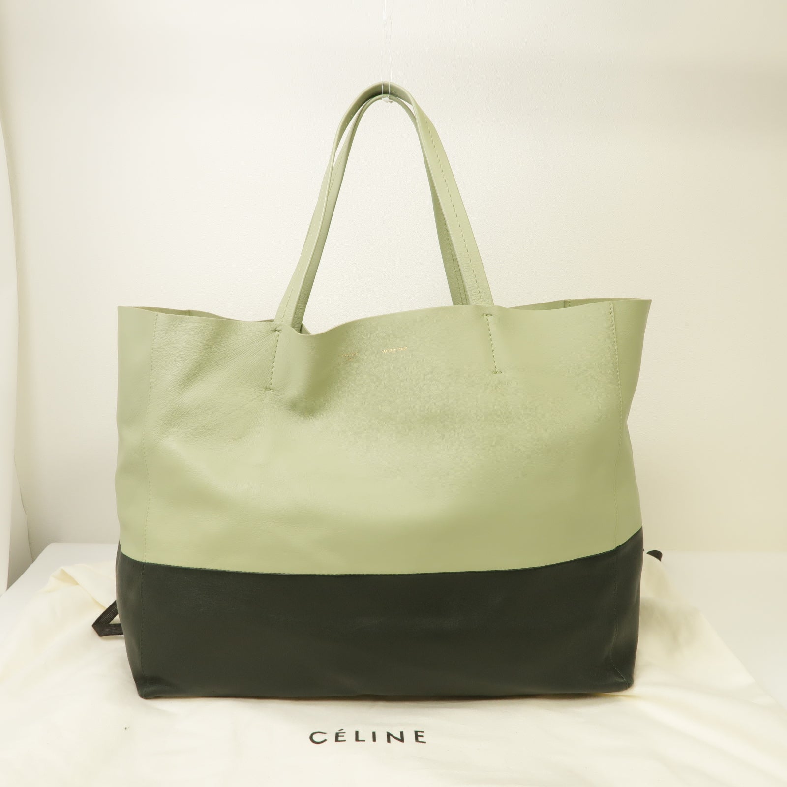 CELINE 【激減優惠】羊皮皮革Cabas手挽袋綠色/黒色