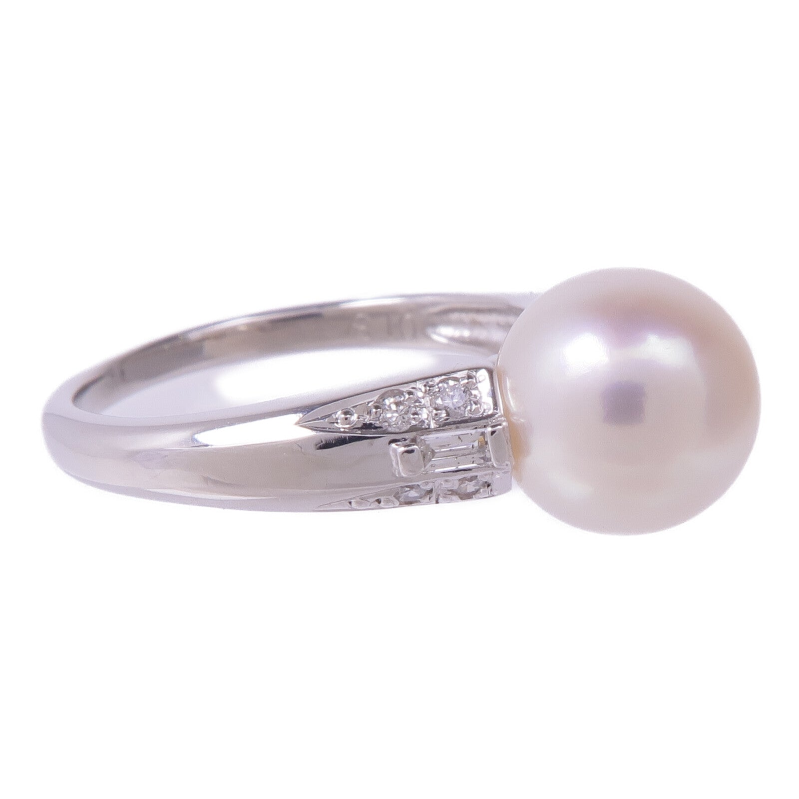 JEWELRY PT900鉑金Pearl Diamond Ring珍珠/鑽石戒指US#6.25