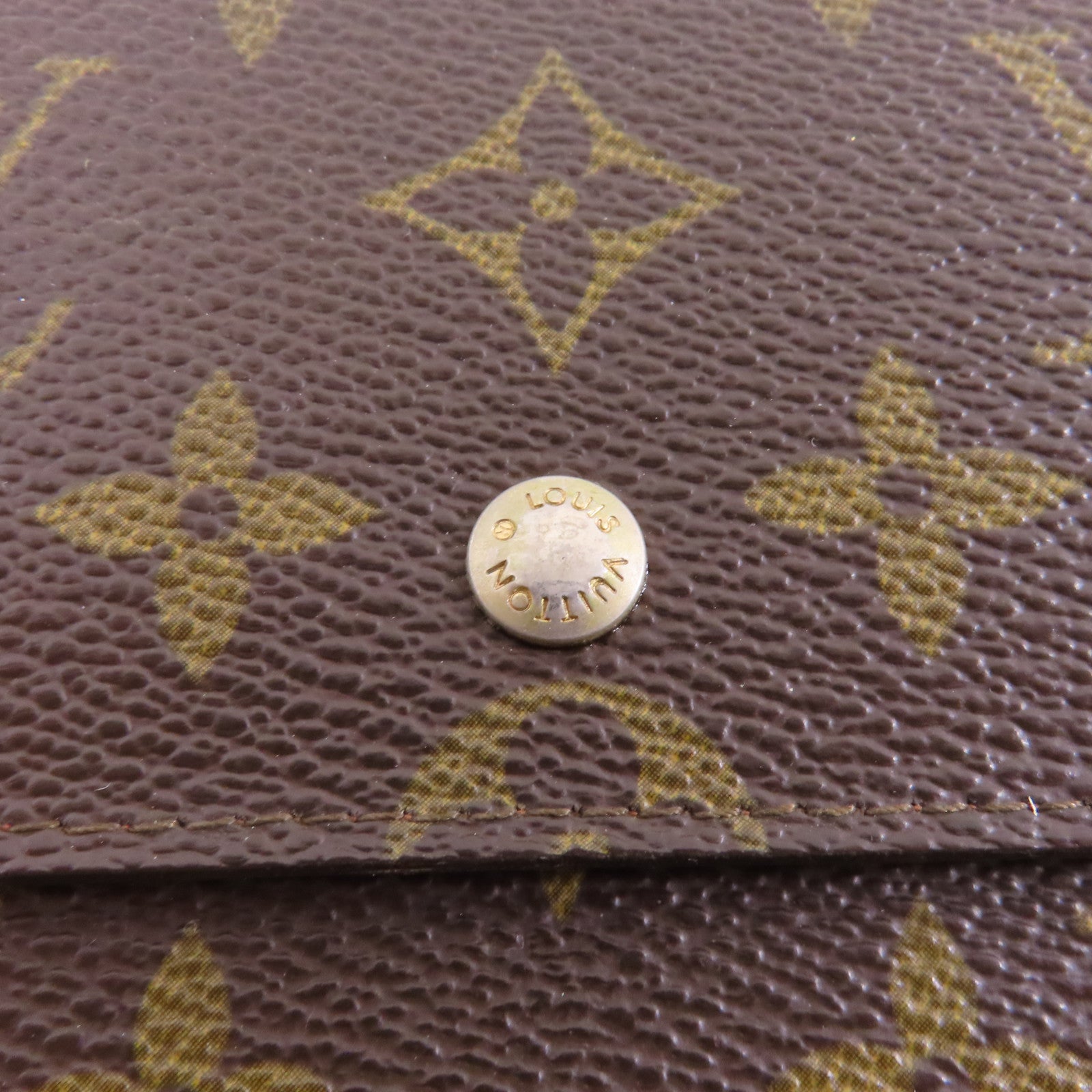 LOUIS VUITTON Monogram Pochette Passport金扣長錢包啡色