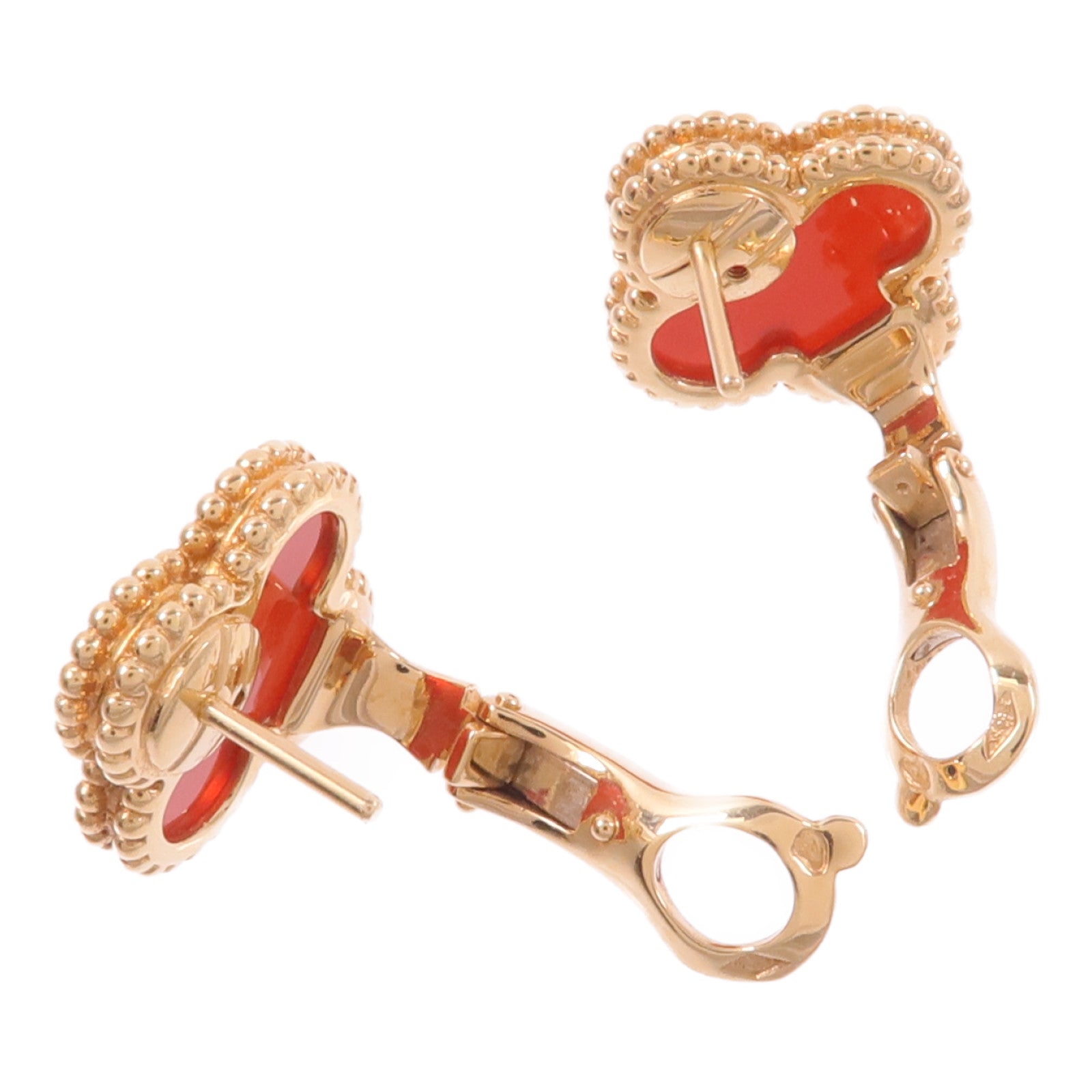 Van Cleef & Arpels 18K黃金Vintage Alhambra Earrings紅玉髓耳環