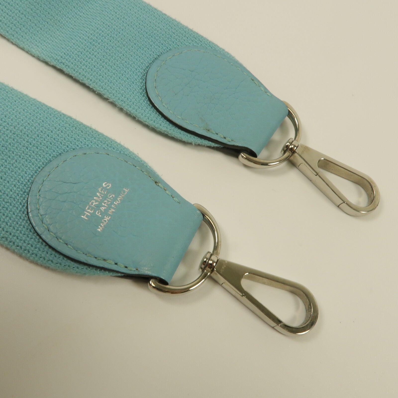 HERMES 帆布/Clemence皮革Evelyne PM肩背袋Ciel