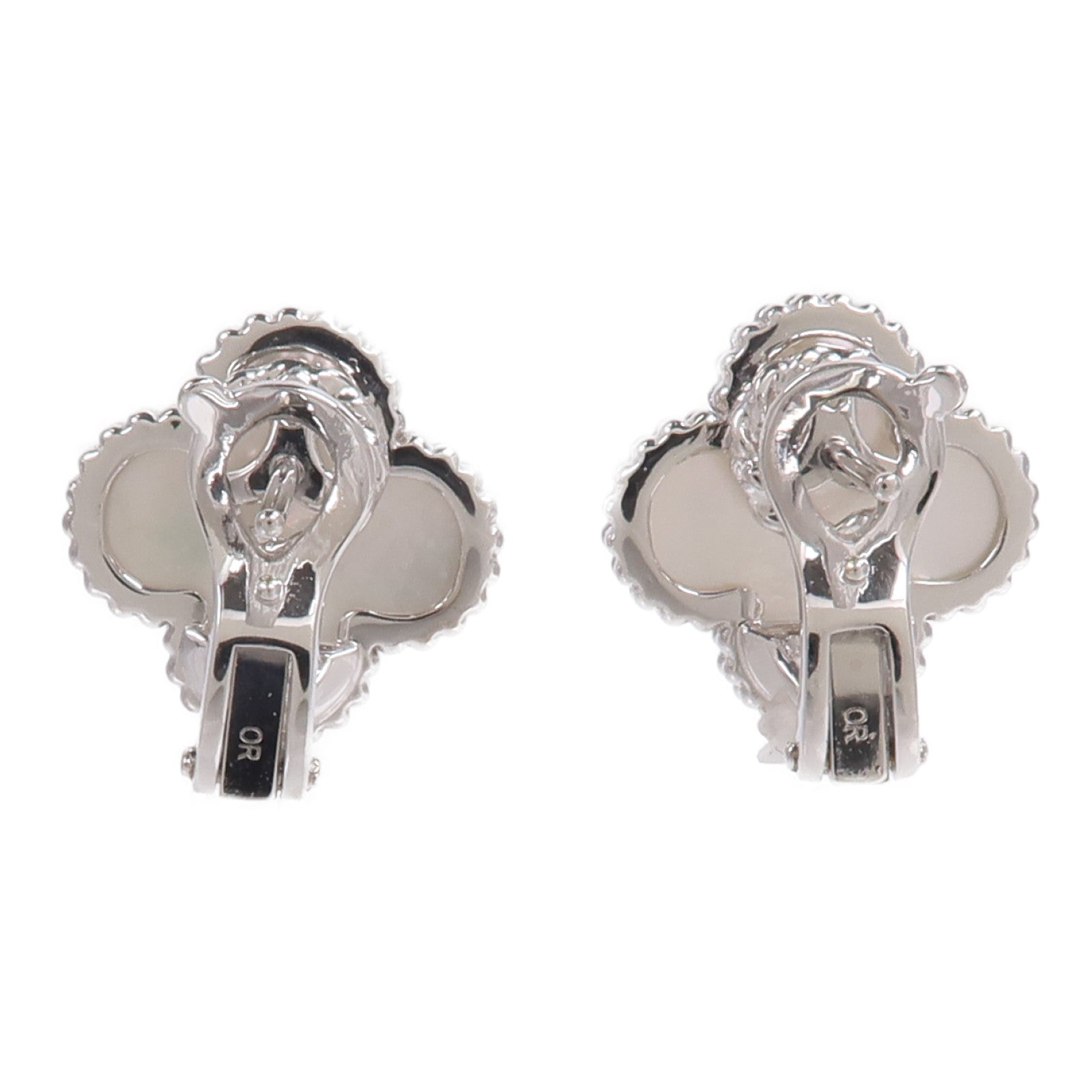 Van Cleef & Arpels 18K白金Vintage Alhambra Earrings珍珠母貝耳環