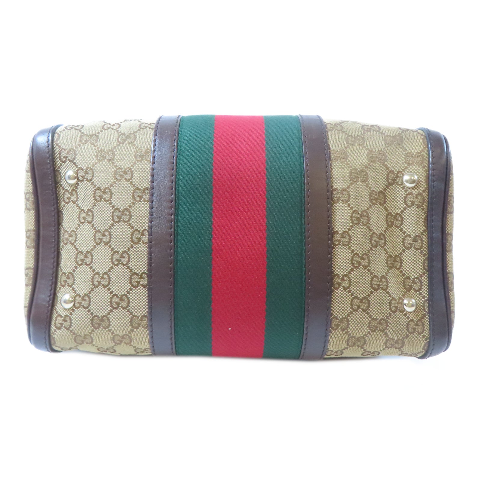 GUCCI 帆布Crossbody Bag金扣手挽肩背兩用袋啡色