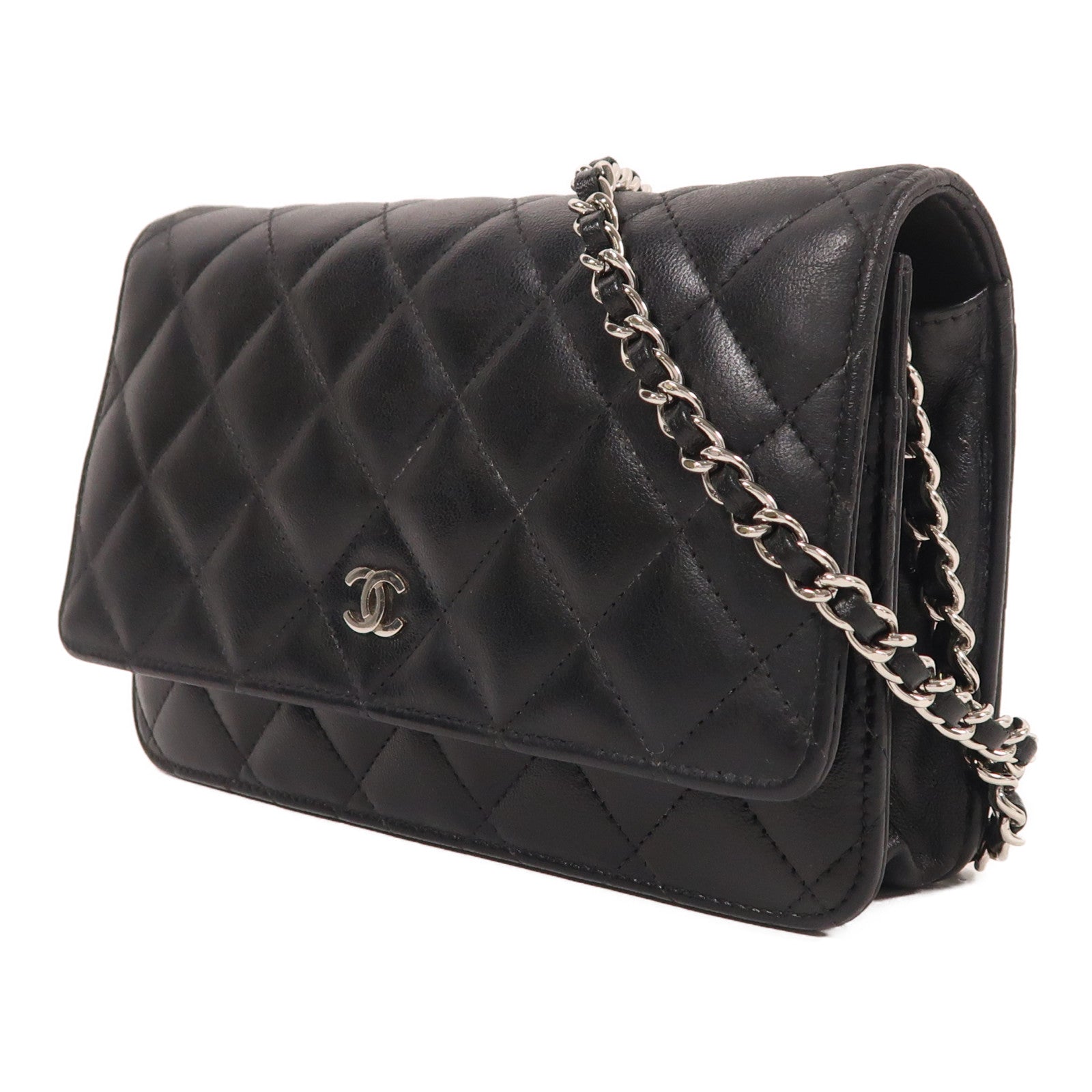 CHANEL 羊皮皮革WOC Wallet On Chain銀扣鏈帶肩背袋