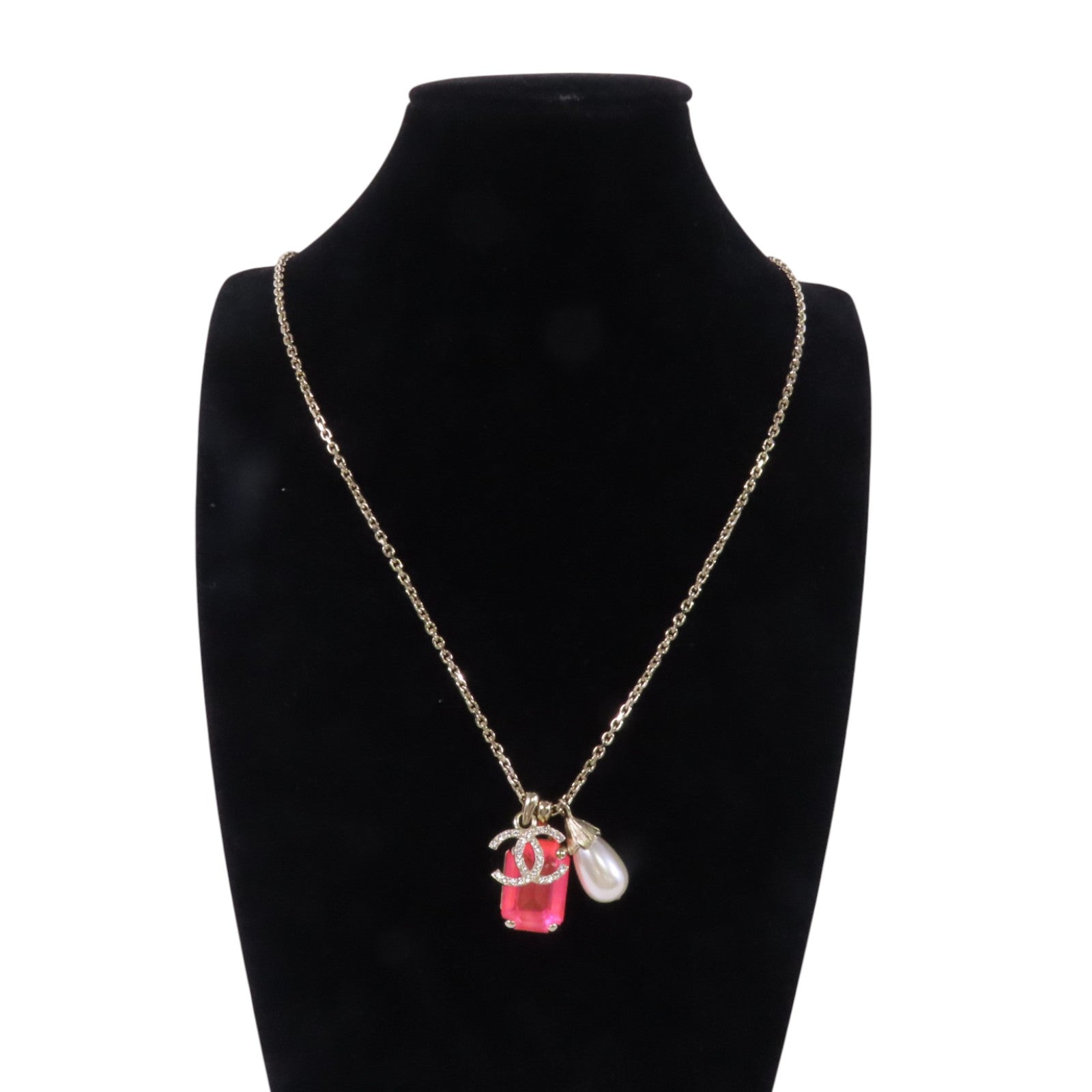 CHANEL 金屬/仿珍珠/PVC Necklace金扣項鏈