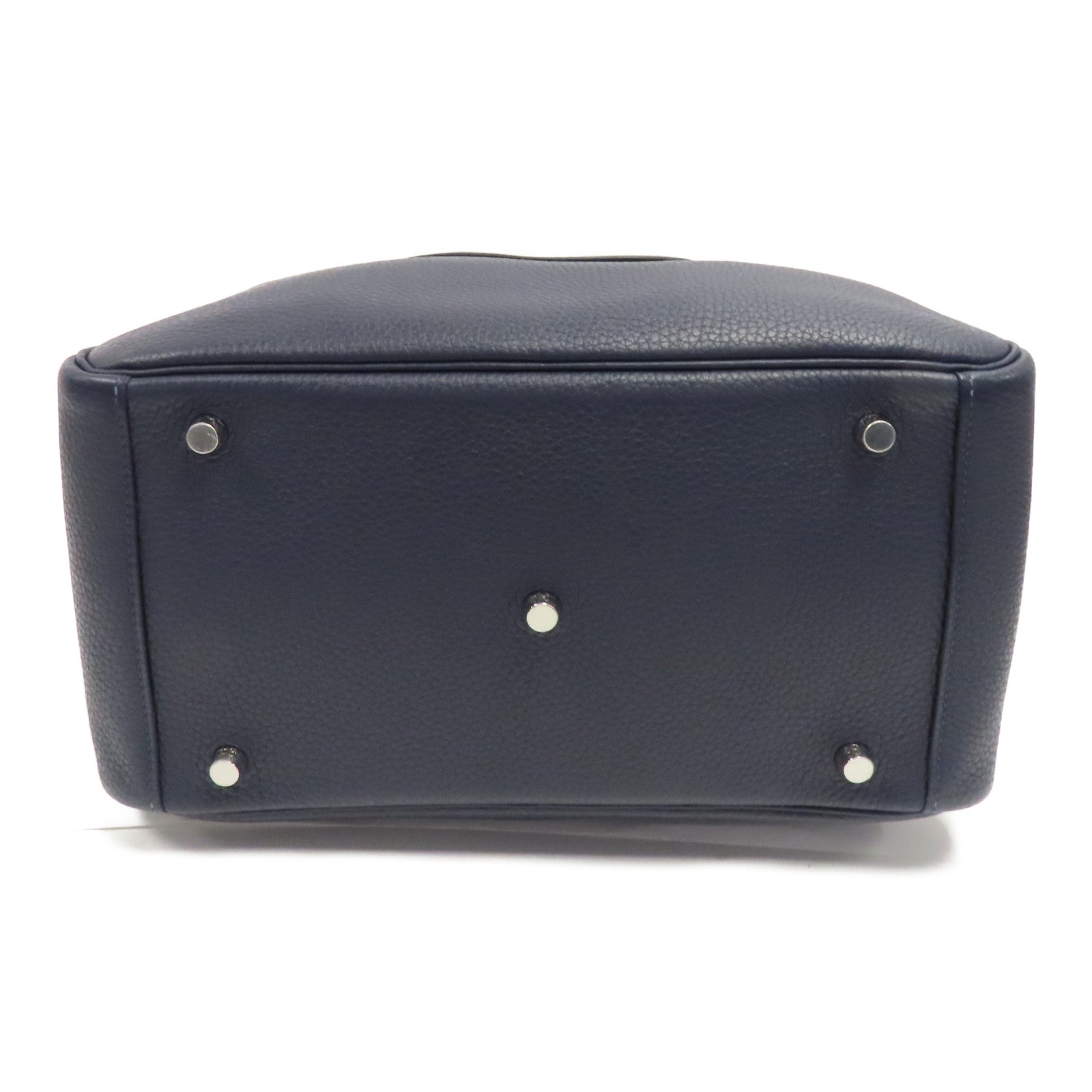 HERMES Clemence皮革Lindy 30銀扣手挽肩背兩用袋Bleu Nuit/深藍色