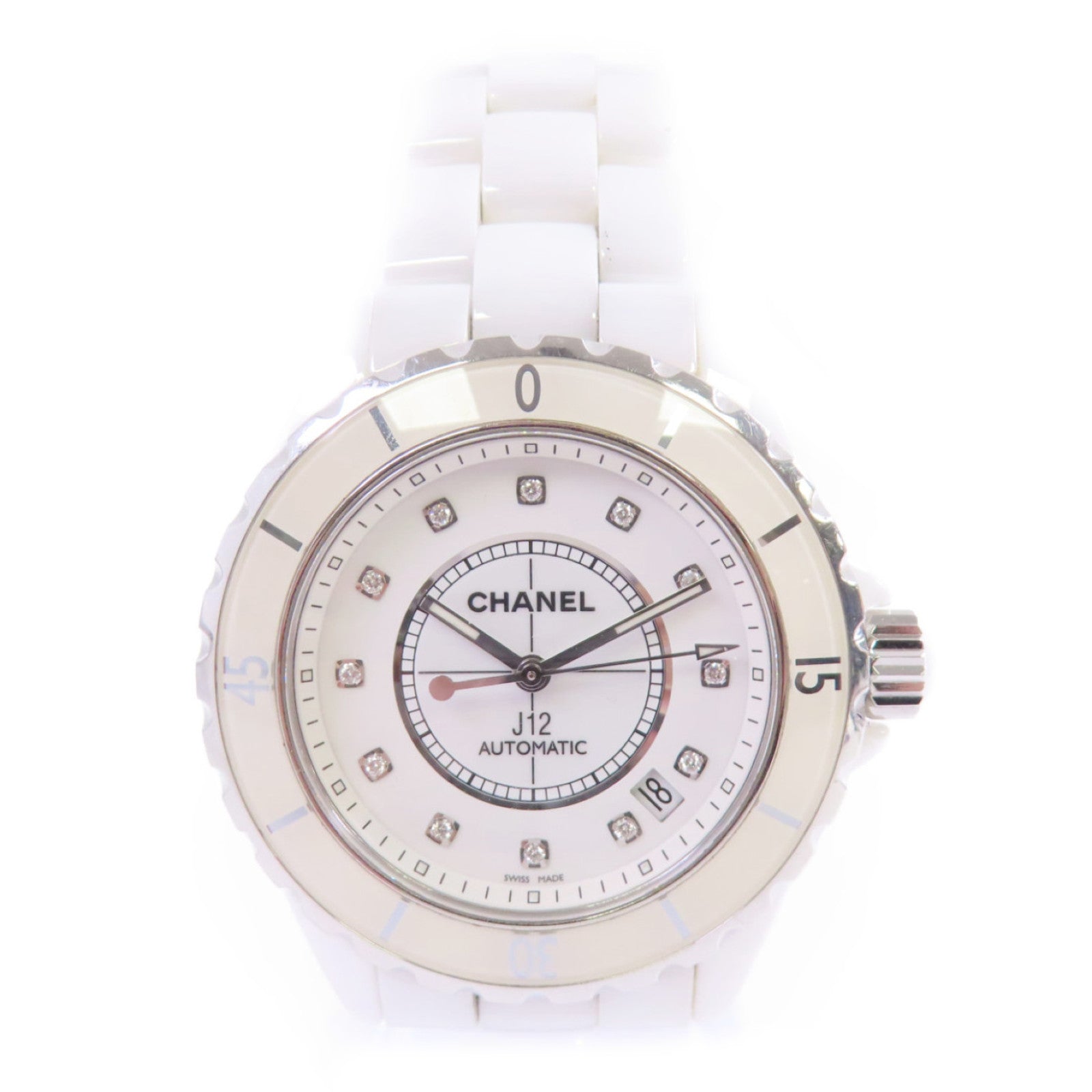 CHANEL J12 Watch陶瓷銀扣自動機芯手錶白色