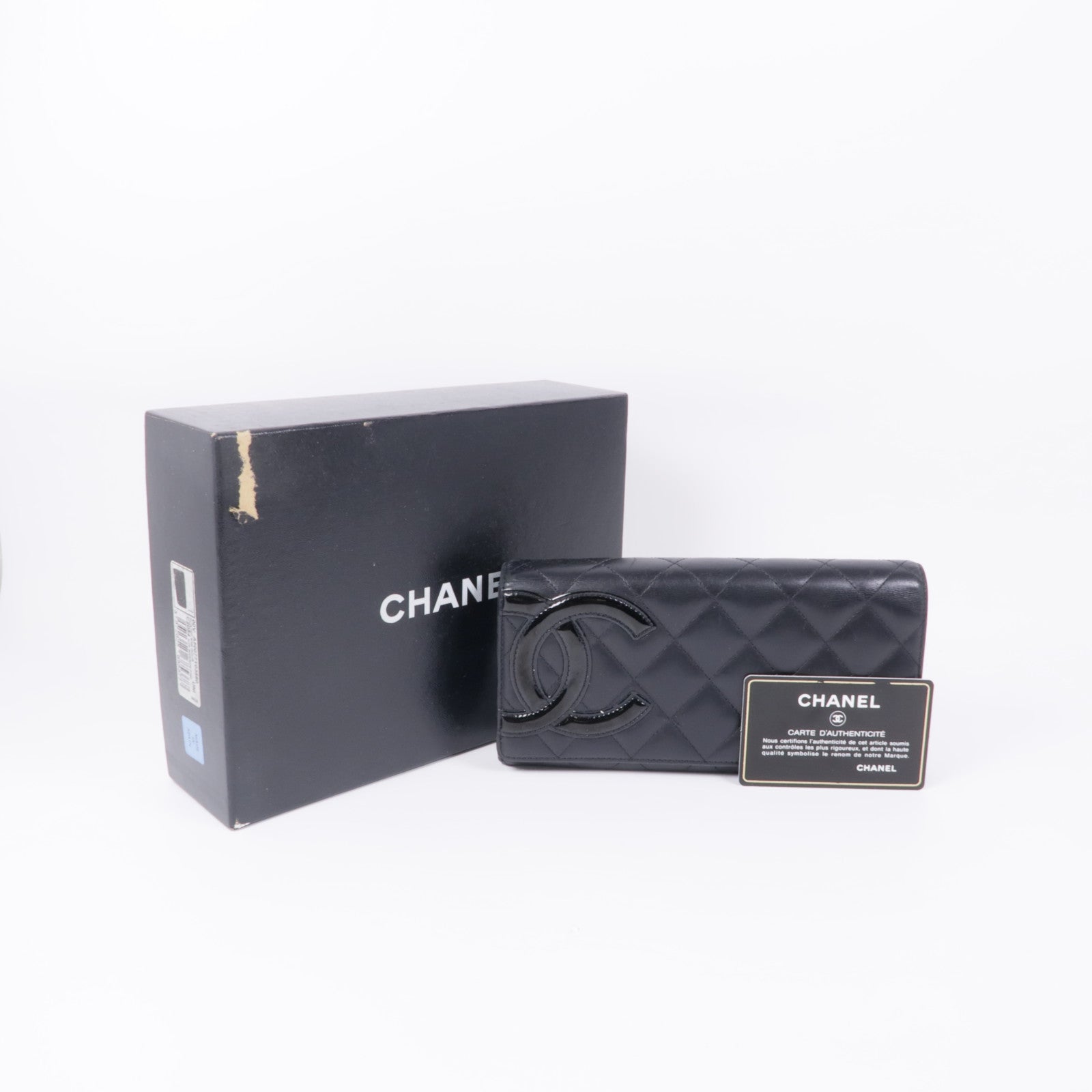 CHANEL 【激減優惠】牛皮皮革Cambon Long Wallet銀扣長錢包