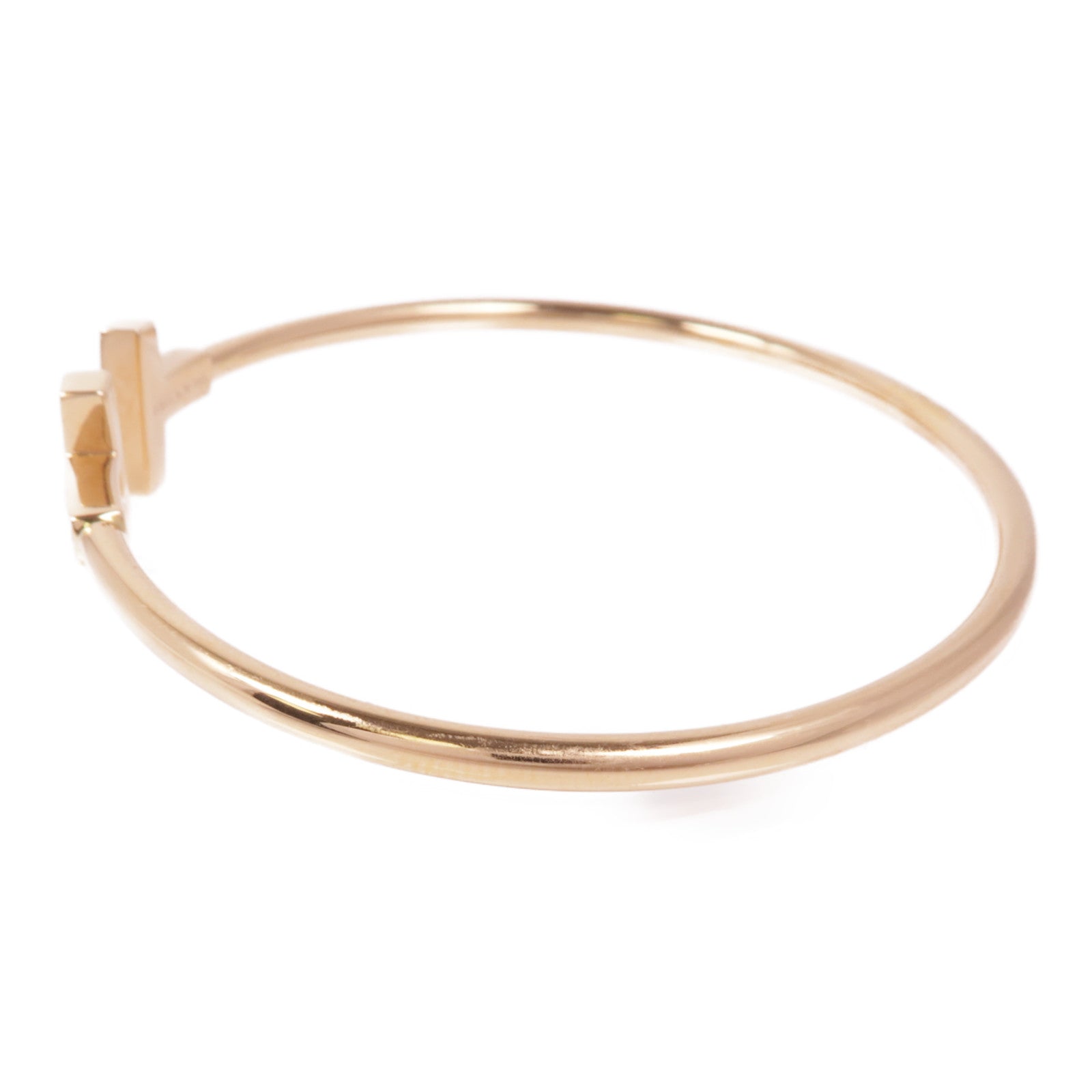 TIFFANY＆CO 18K玫瑰金Diamond T Wire Bracelet鑽石手鐲
