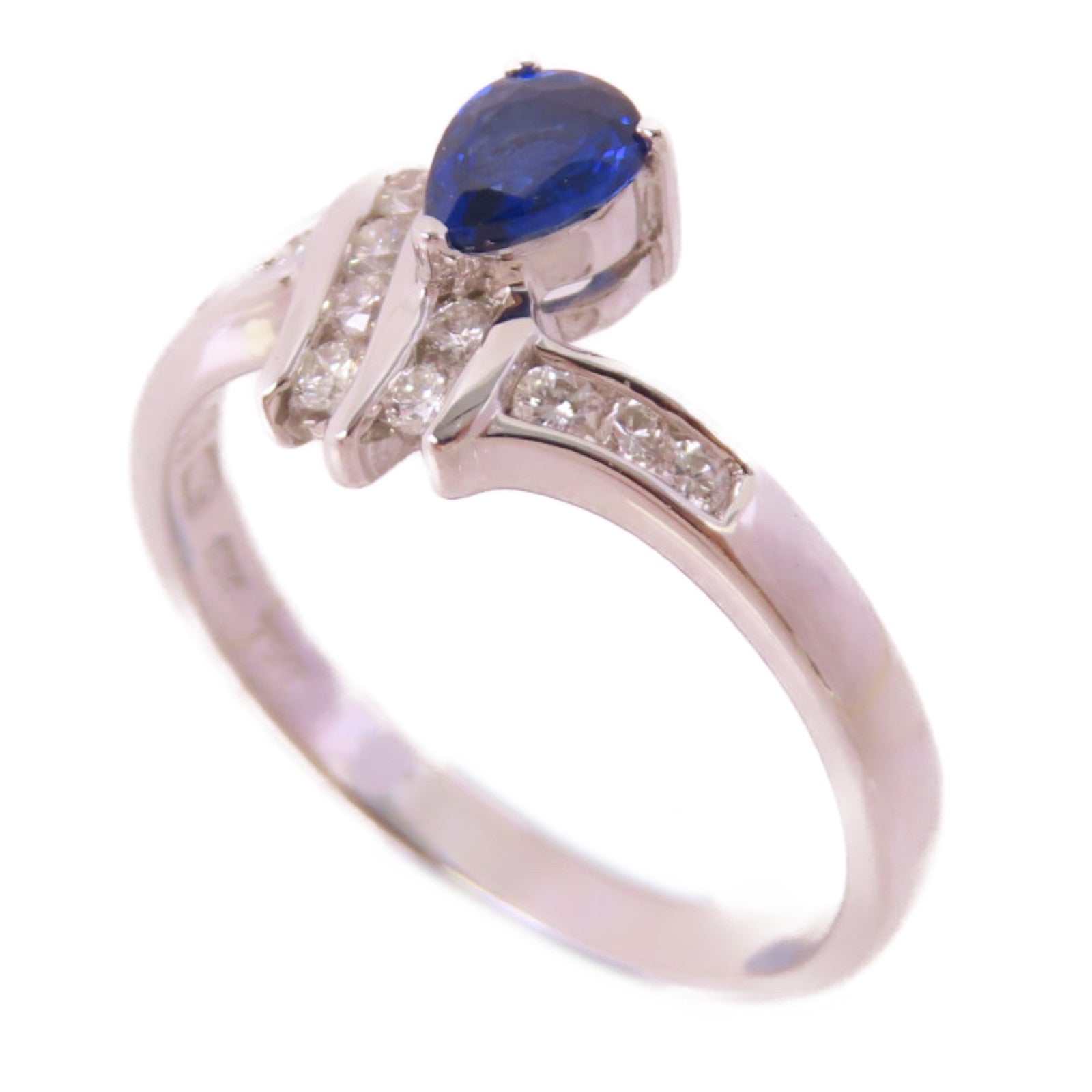 JEWELRY (PRICE DOWN) 0.38ct Sapphire 0.18ct Diamond Ring US#6.5 18K White Gold