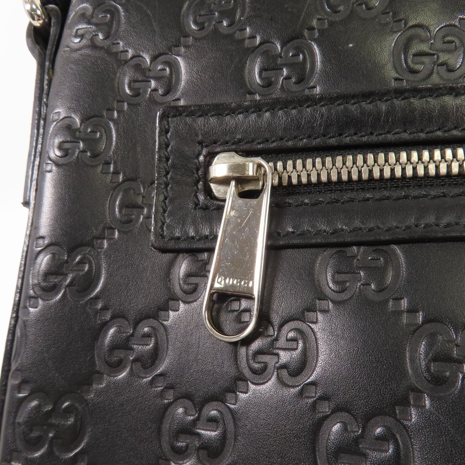 GUCCI GG SHW Shoulder Bag Calfskin Leather 406408 Black