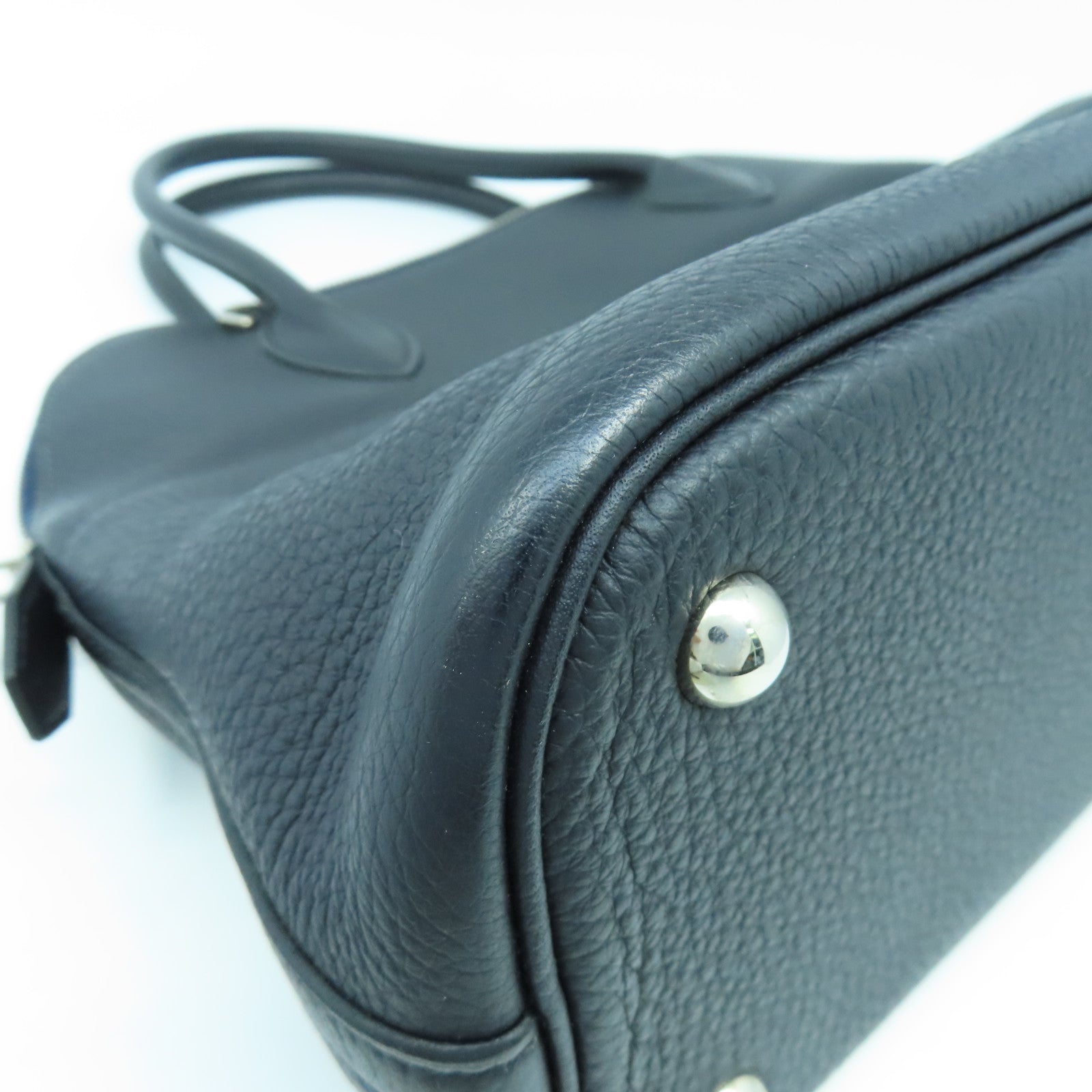 HERMES Clemence皮革Bolide 31銀扣手挽肩背兩用袋Blue indigo