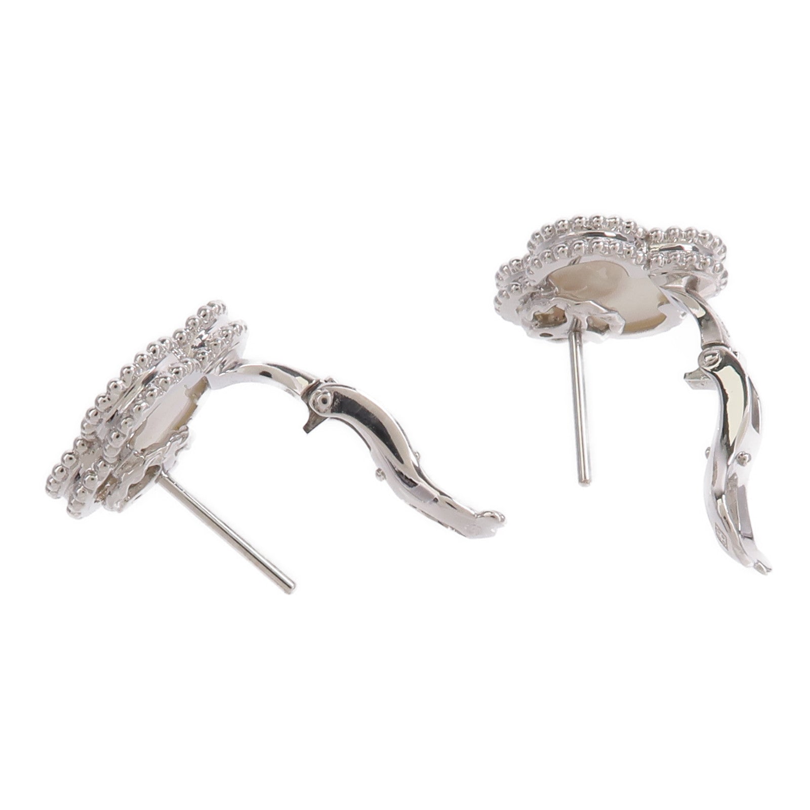 Van Cleef & Arpels 18K白金Vintage Alhambra Earrings珍珠母貝耳環