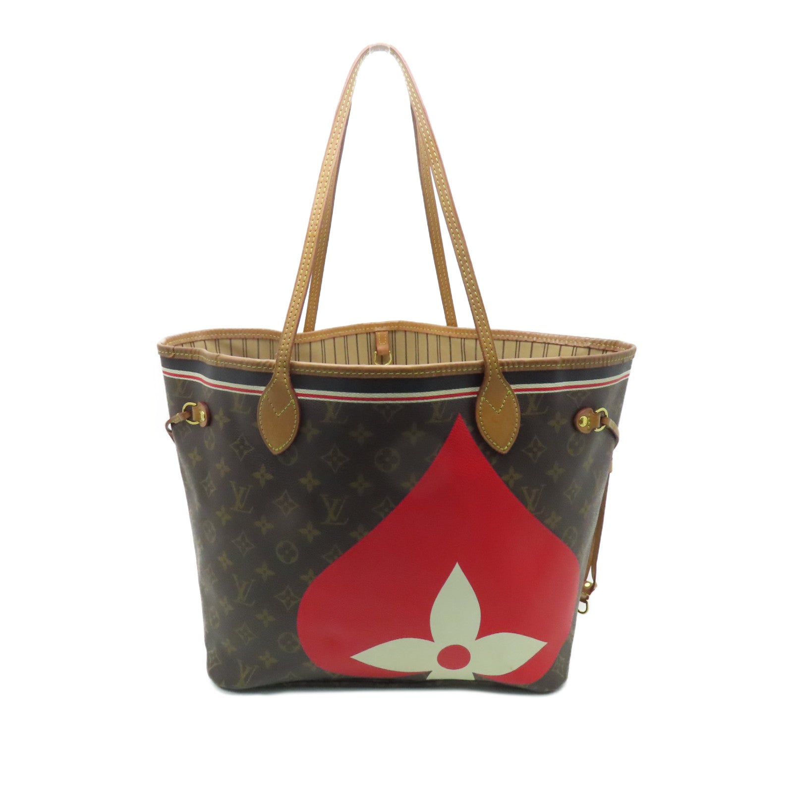 LOUIS VUITTON 【清倉大減價】Monogram Neverfull MM Poker金扣手挽袋啡色