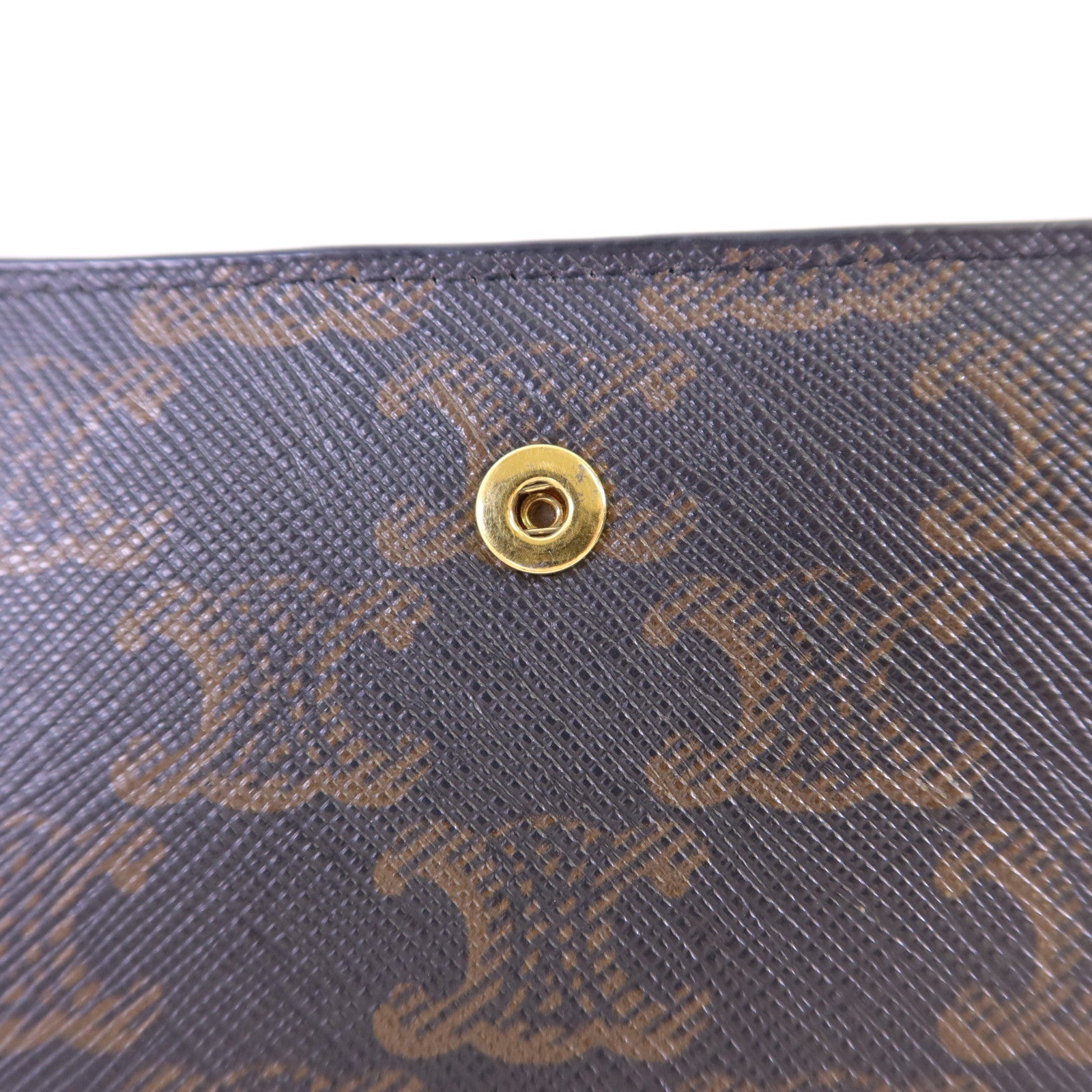 CELINE 塗層帆布/牛皮皮革Wallet金扣錢包