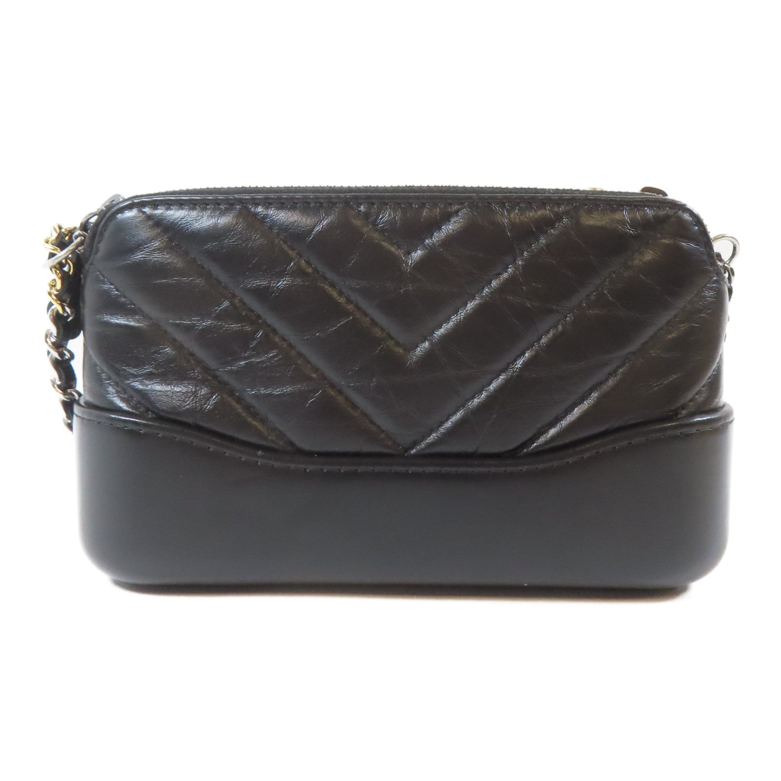 CHANEL 牛皮皮革Gabrielle Wallet On Chain金扣/銀扣鏈帶肩背袋黑色