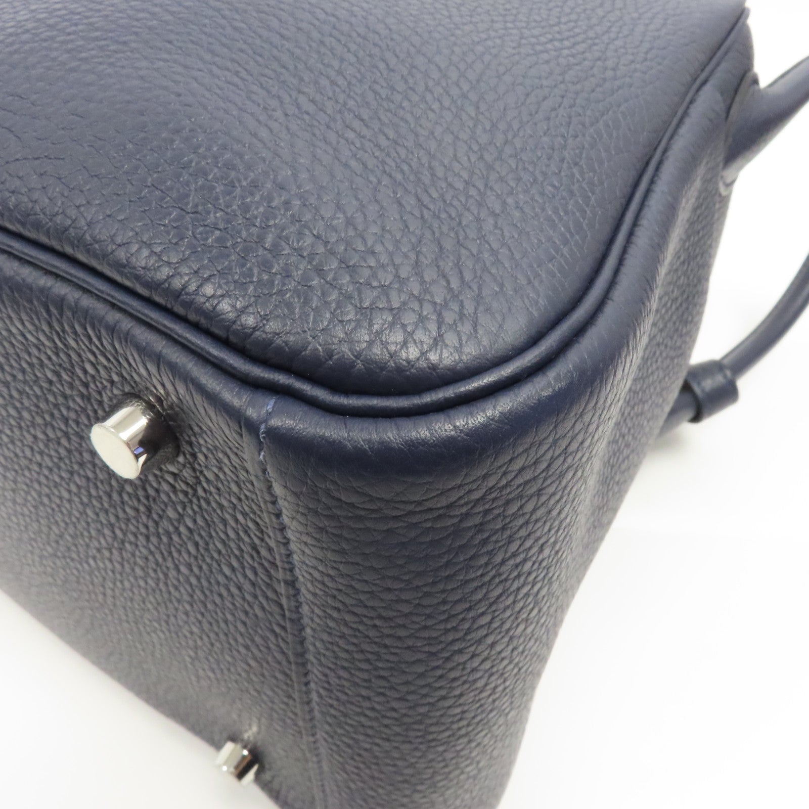 HERMES Clemence皮革Lindy 30銀扣手挽肩背兩用袋Bleu Nuit/深藍色