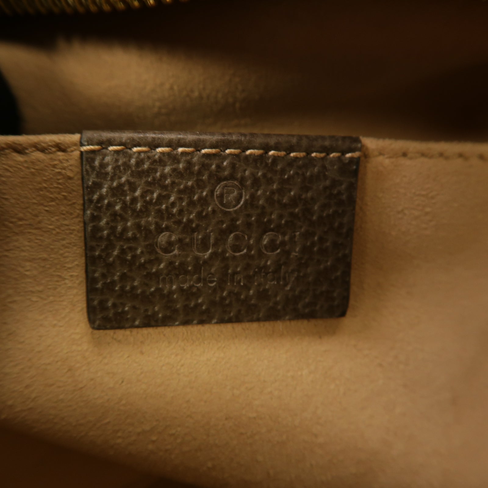 GUCCI 塗層帆布Ophidia GG Mini金扣肩背袋棕色