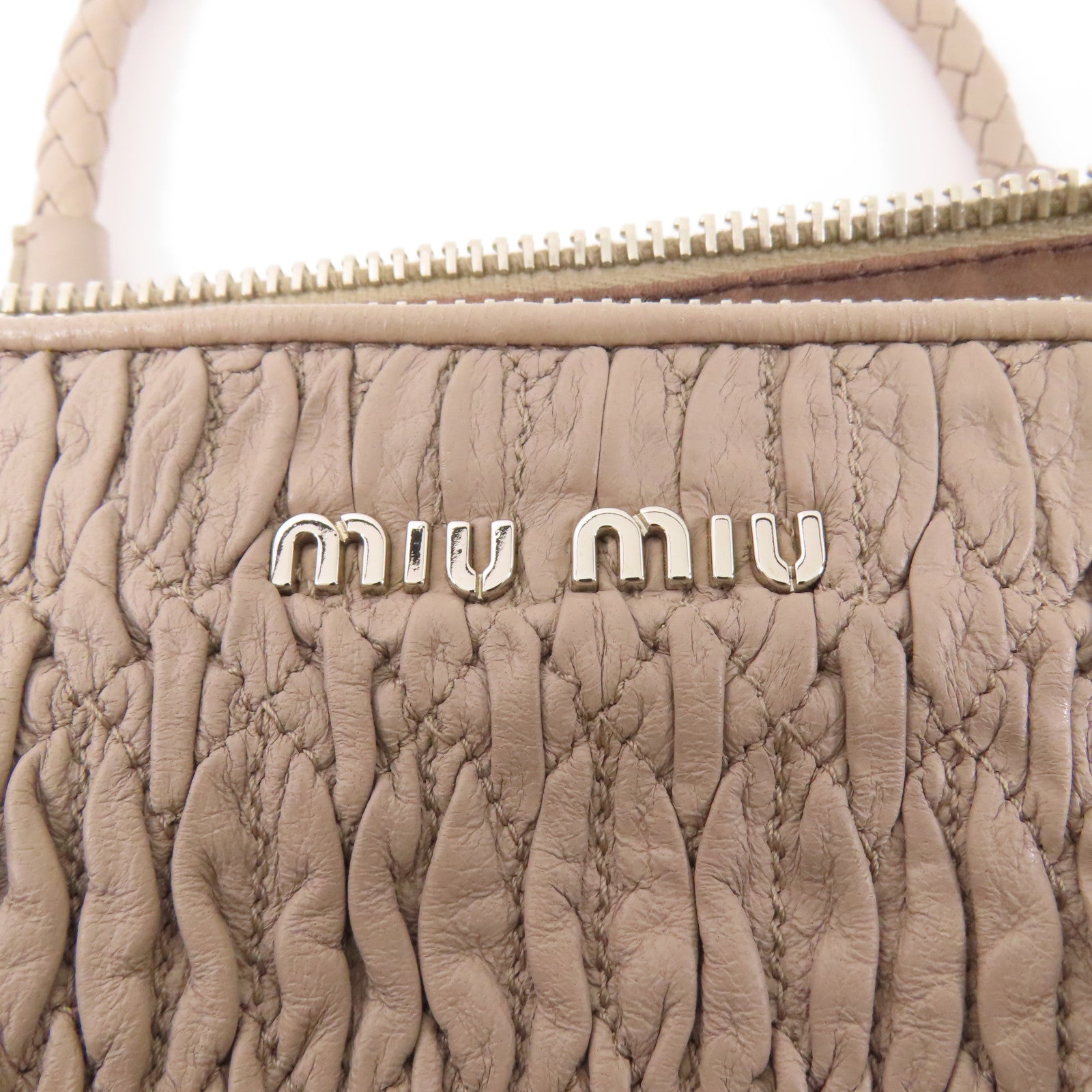 Miu Miu【激減優惠】 羊皮皮革Chain Shoulder銀扣鏈帶肩背袋