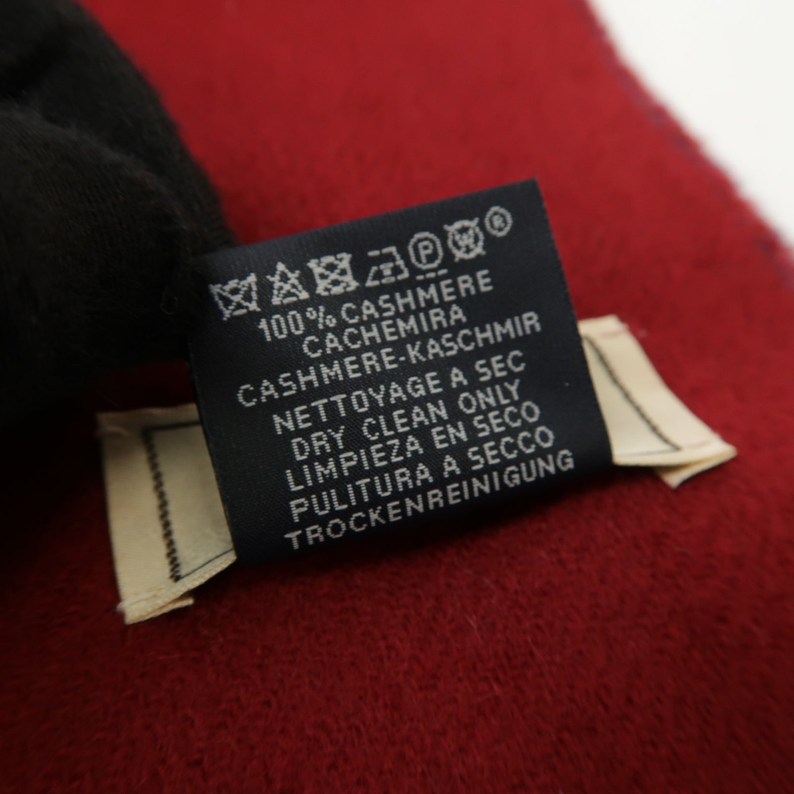 HERMES 【激減優惠】羊絨Muffler圍巾藍色/紅色