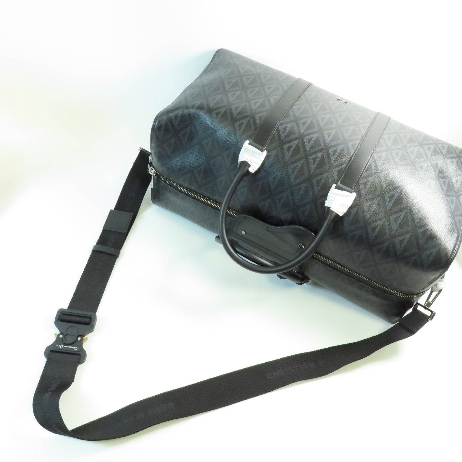 Dior CD Lingot 50 2 Way Shoulder Boston Bag Coated Canvas Black