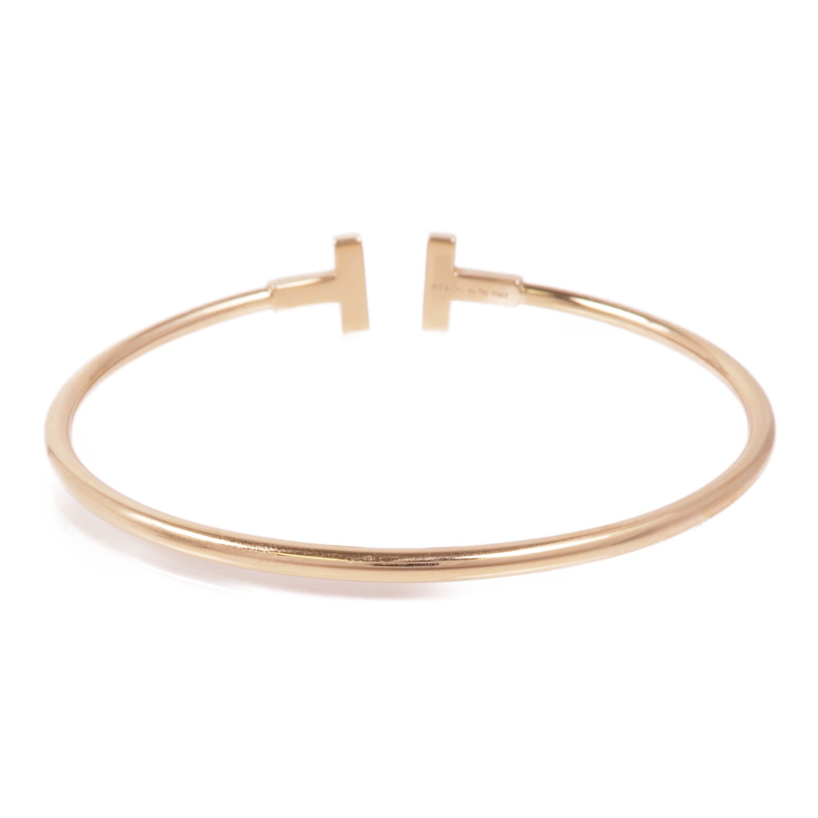 TIFFANY＆CO 18K玫瑰金Diamond T Wire Bracelet鑽石手鐲