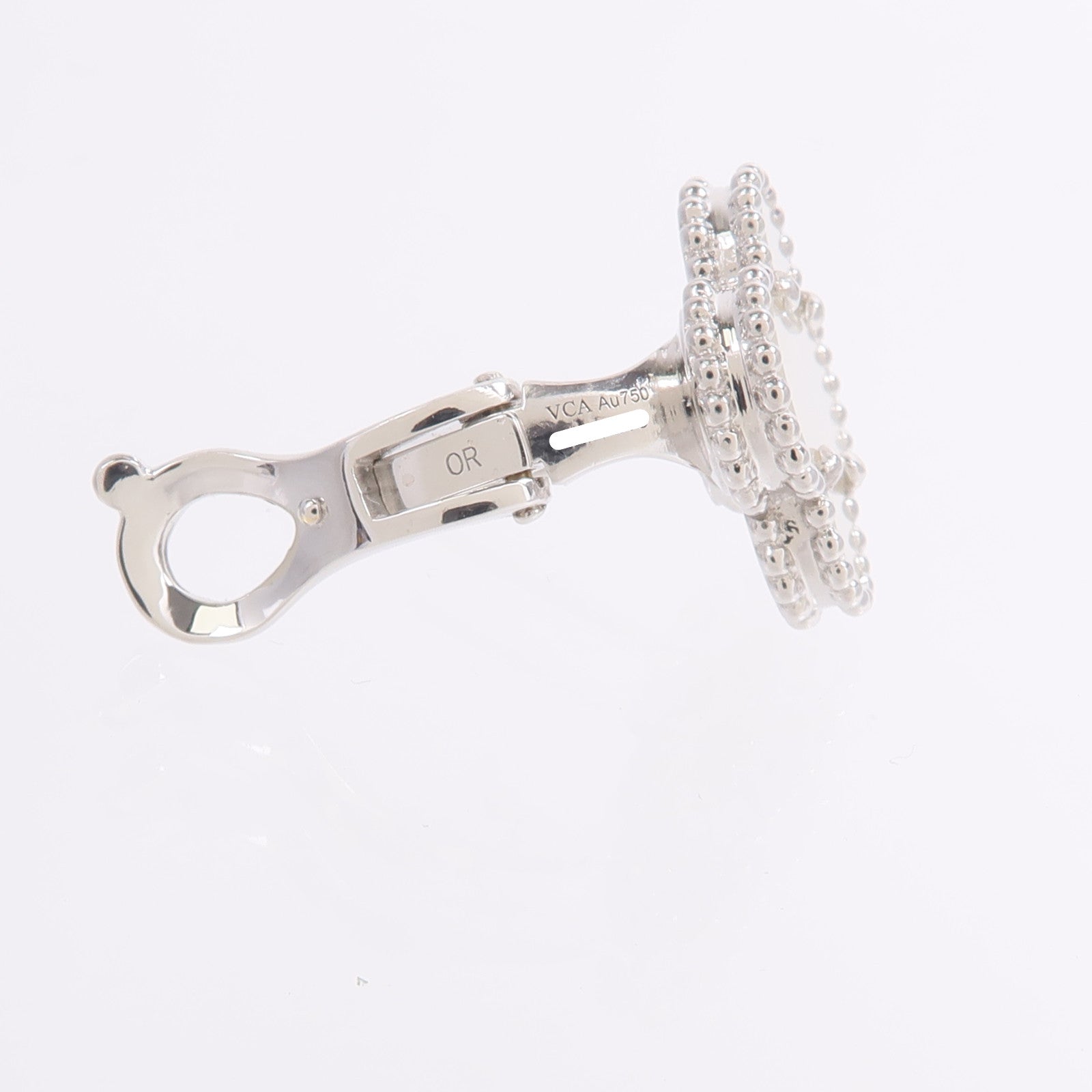 Van Cleef & Arpels 18K白金Vintage Alhambra Earrings珍珠母貝耳環