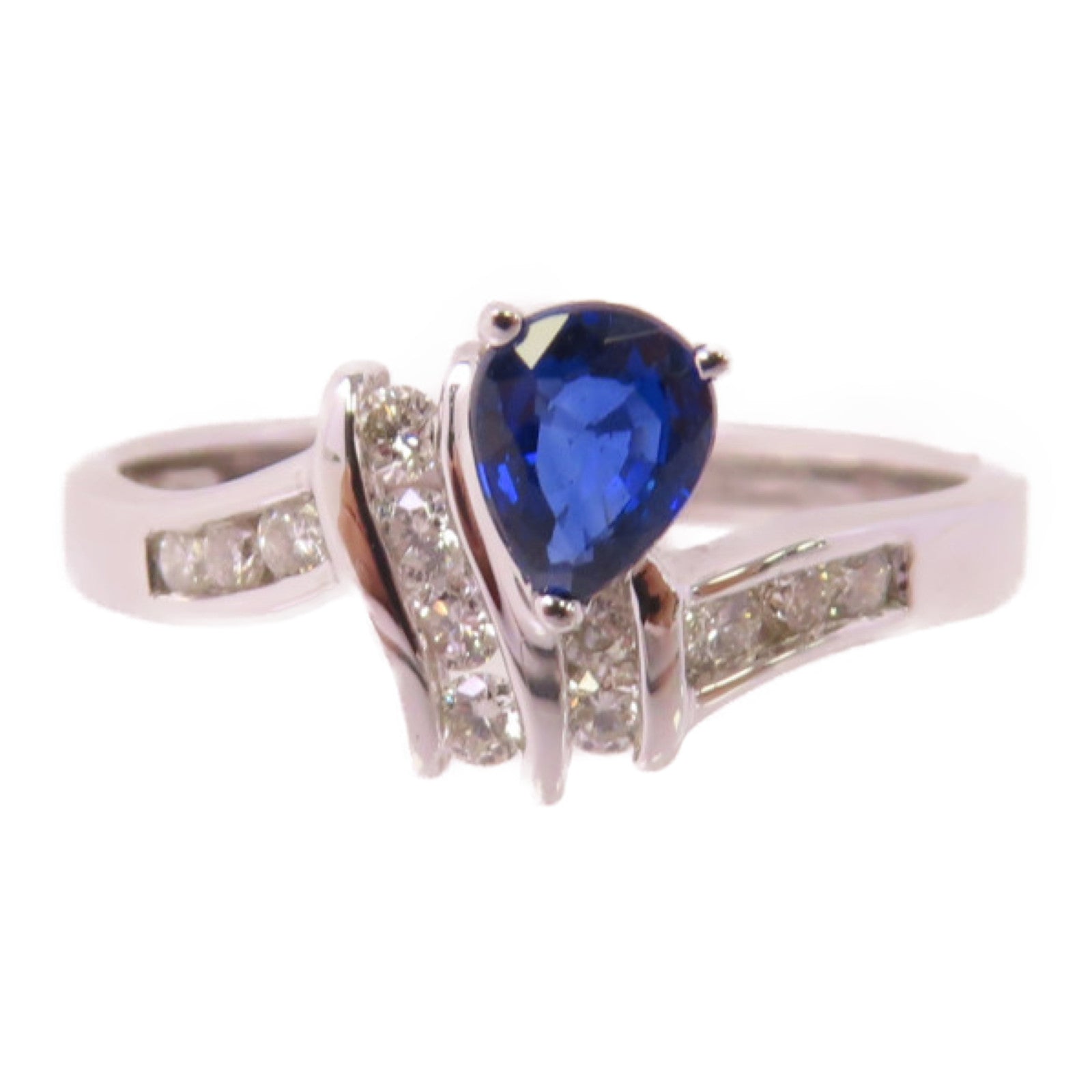 JEWELRY 【激減優惠】18K白金/0.38ct藍寶石/0.18ct鑽石Sapphire Diamond Ring戒指US#6.5