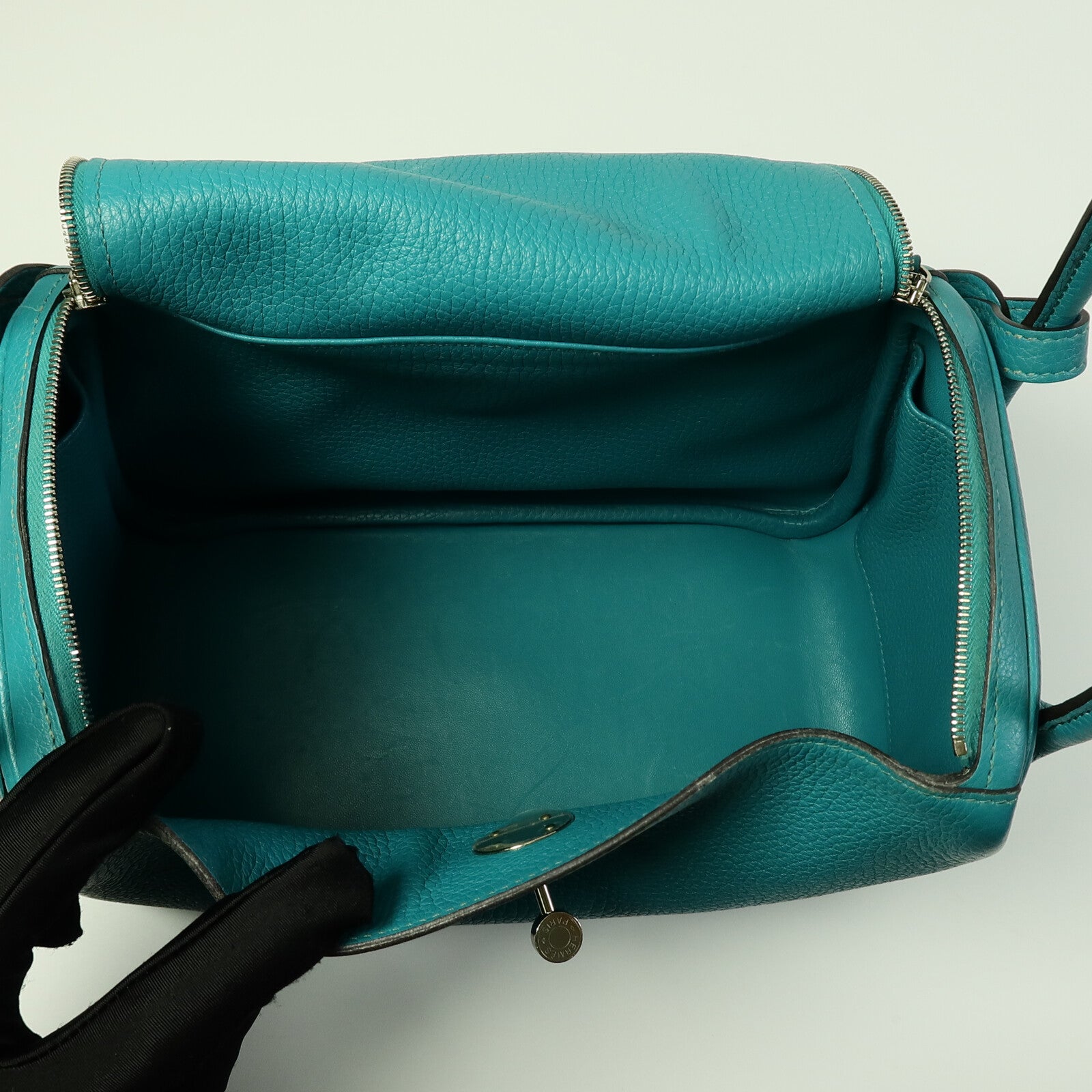HERMES 皮革Lindy 26手挽肩背兩用袋Bleu Paon