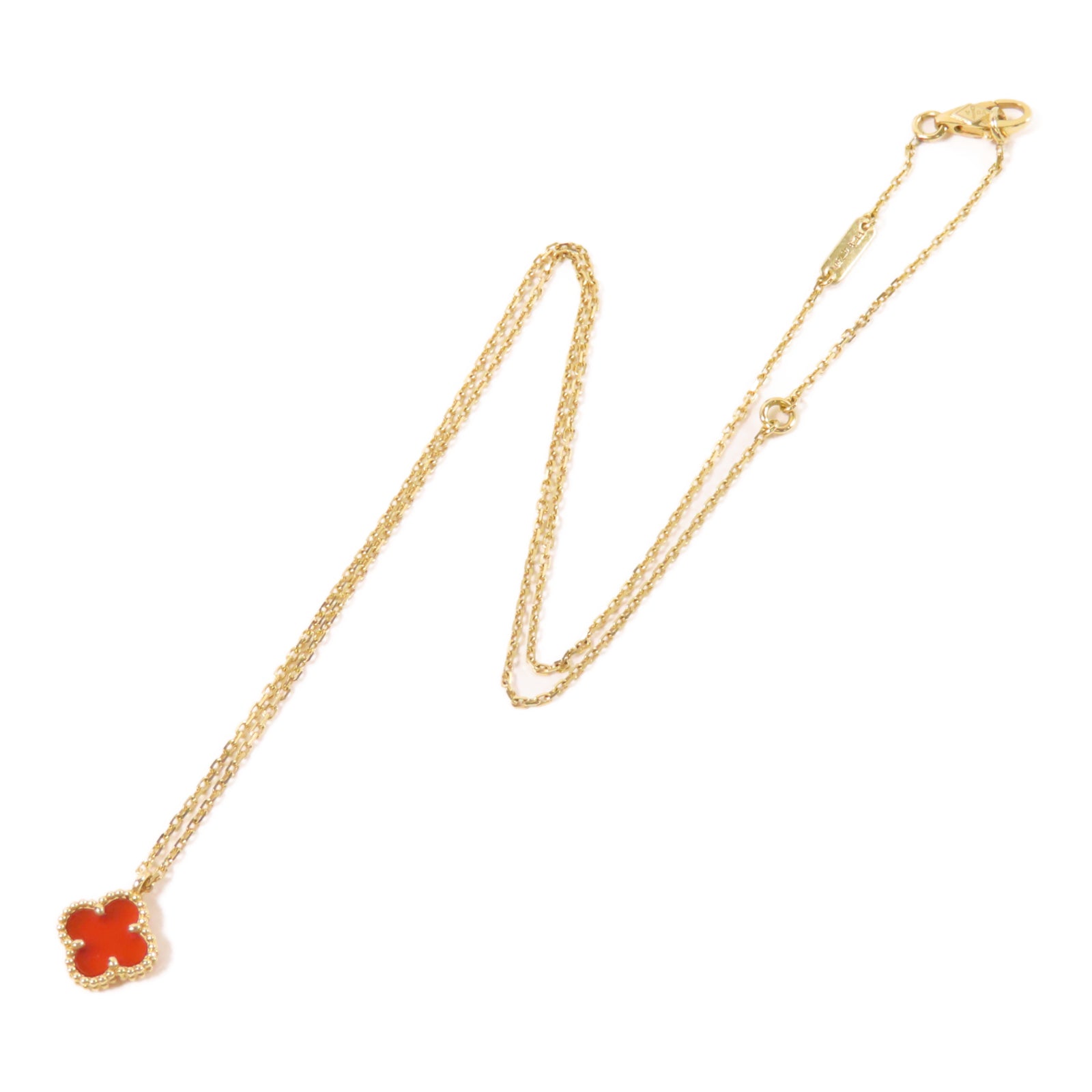 Van Cleef & Arpels 18K黃金Vintage Alhambra Necklace項鏈金色/紅色