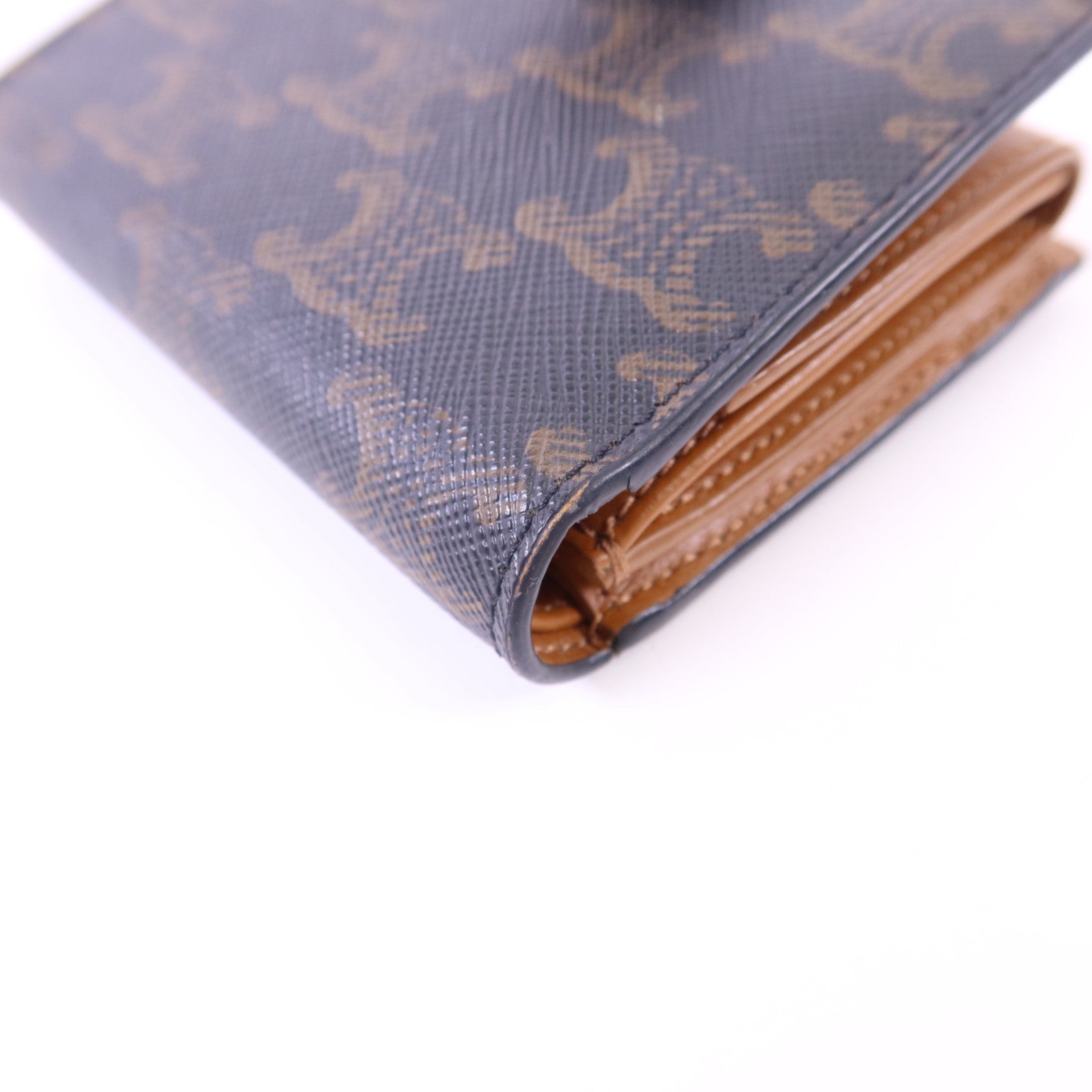 CELINE 塗層帆布/牛皮皮革Wallet金扣錢包