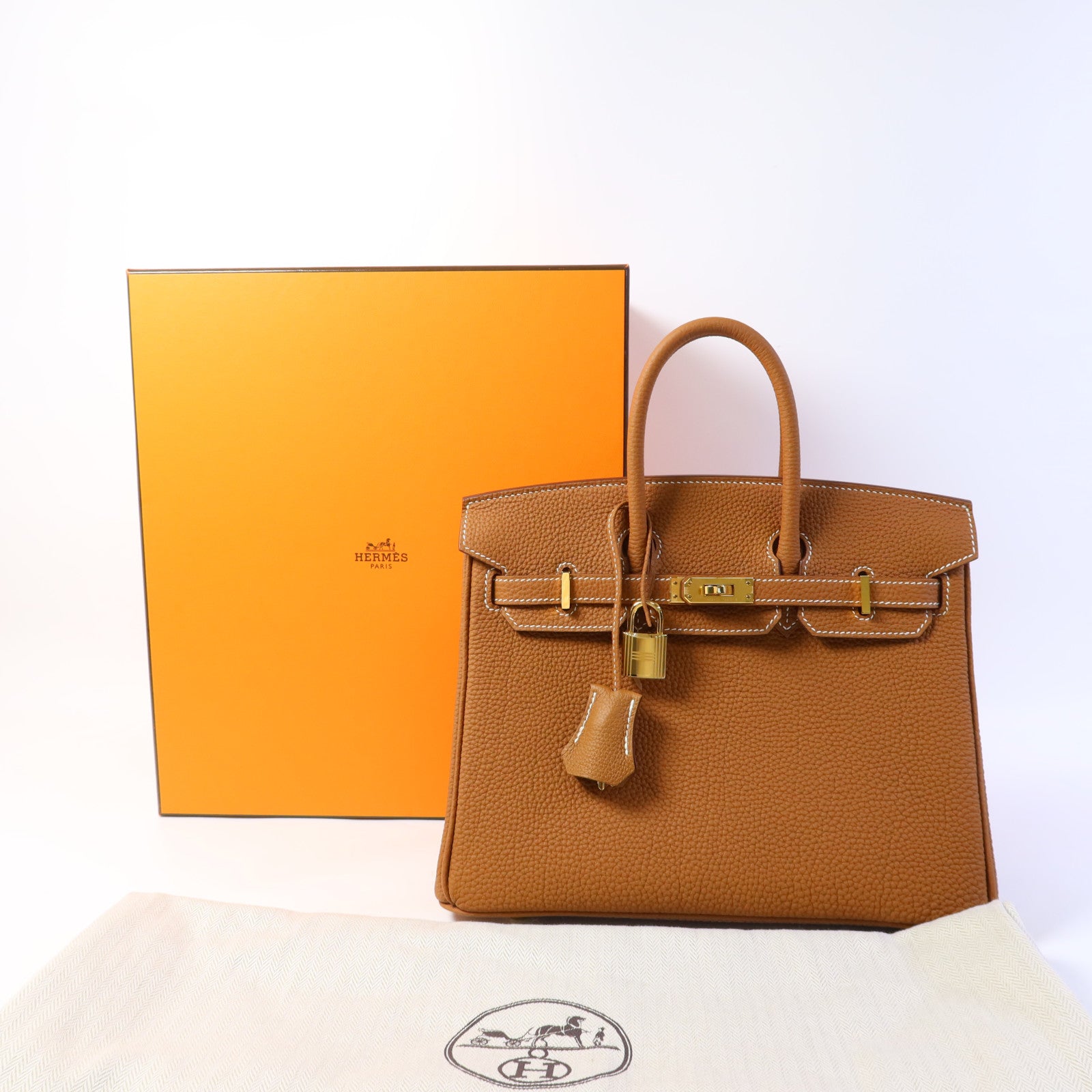 HERMES Togo皮革Birkin 25金扣手挽袋Gold