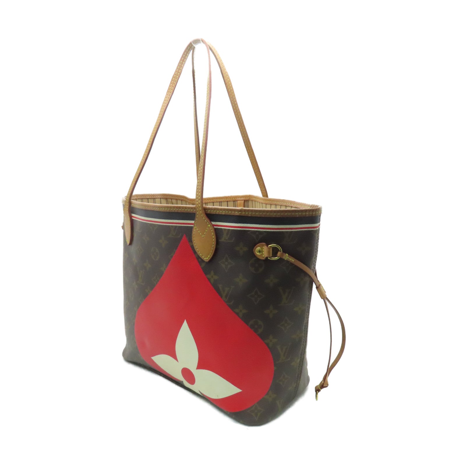 LOUIS VUITTON 【清倉大減價】Monogram Neverfull MM Poker金扣手挽袋啡色