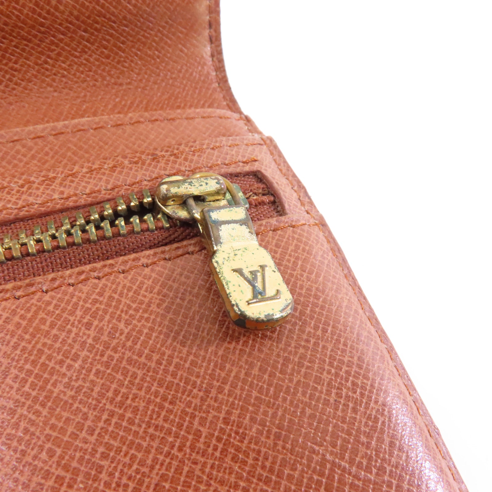 LOUIS VUITTON Monogram Pochette Passport金扣長錢包啡色