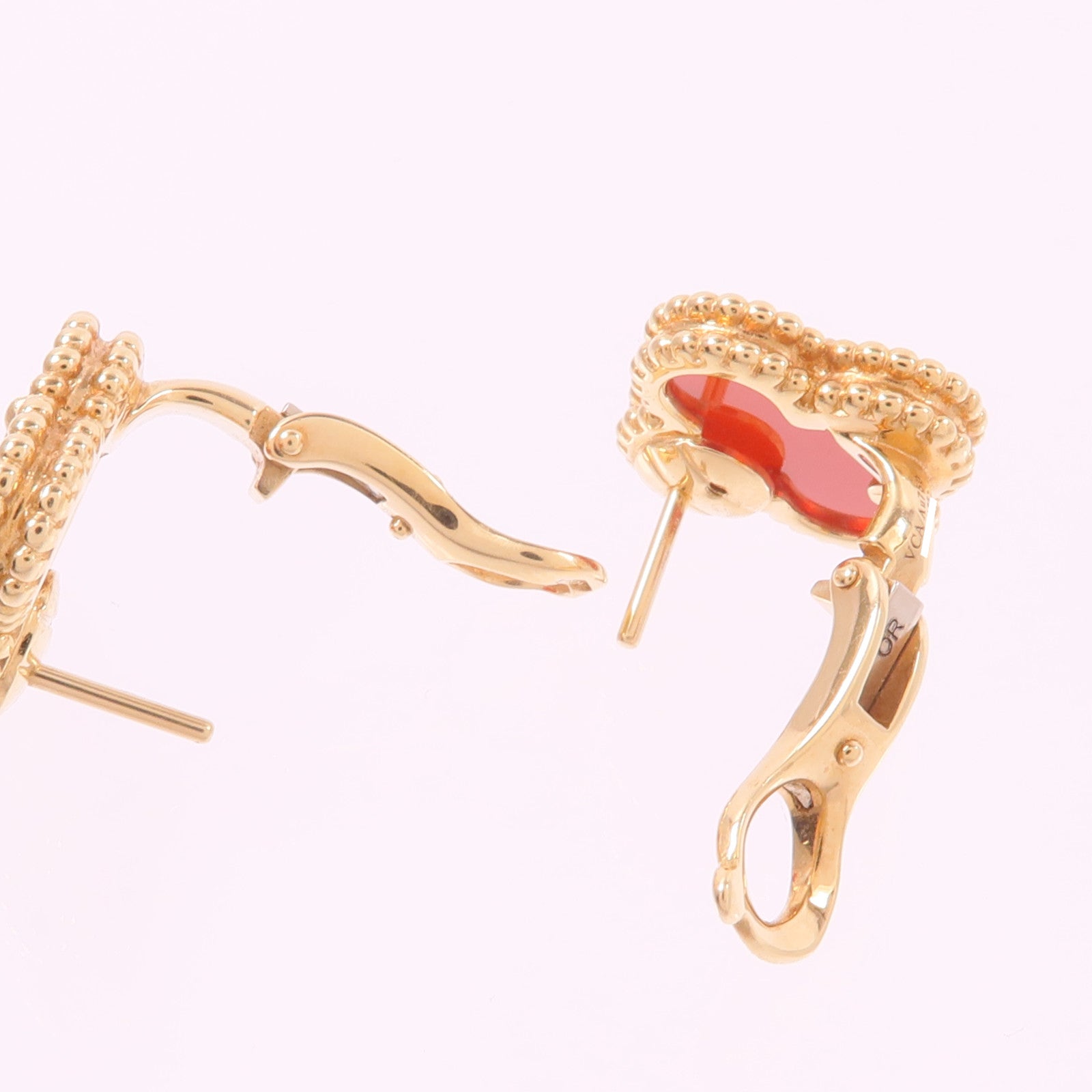 Van Cleef & Arpels 18K黃金Vintage Alhambra Earrings紅玉髓耳環