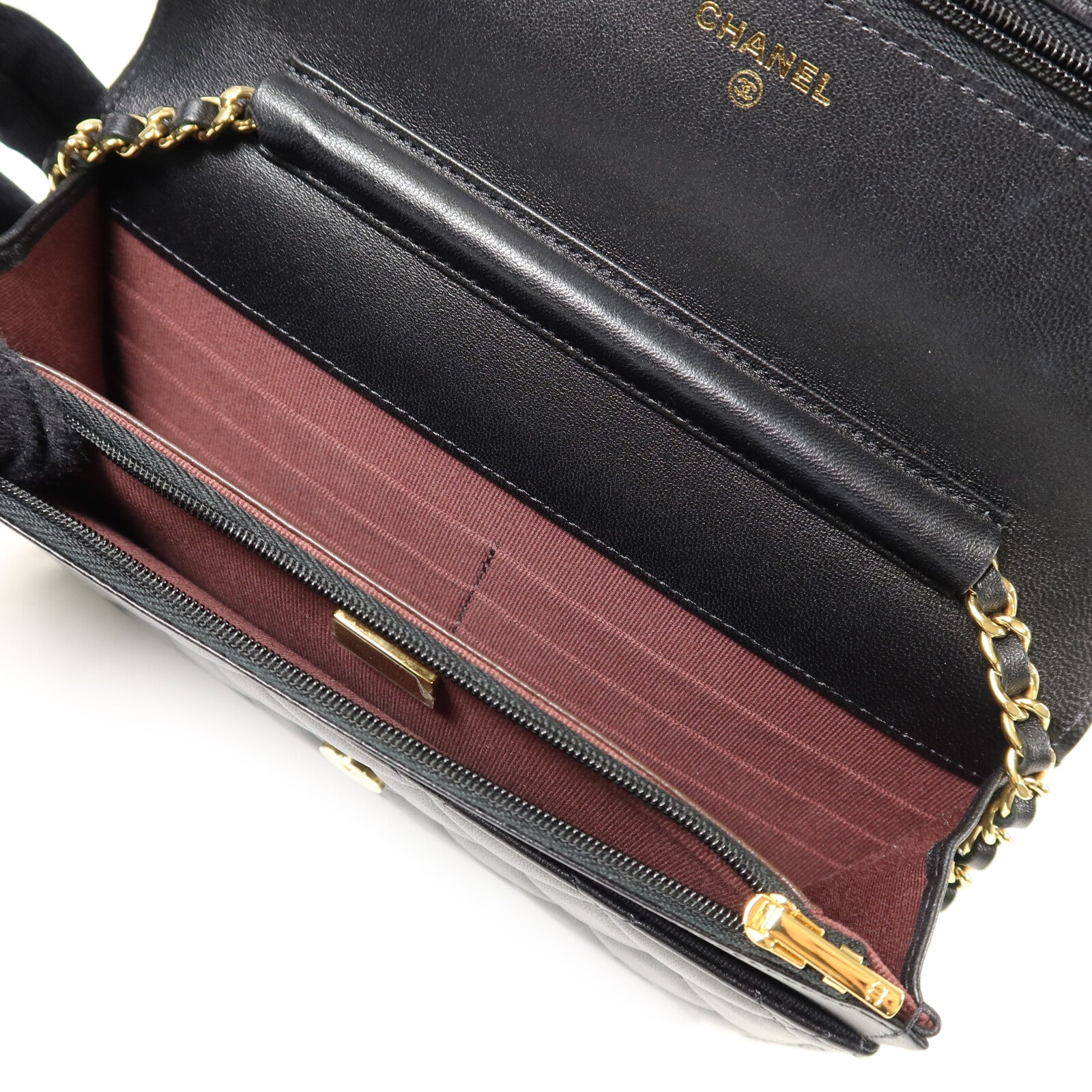 CHANEL 羊皮皮革WOC Wallet On Chain金扣鏈帶肩背袋