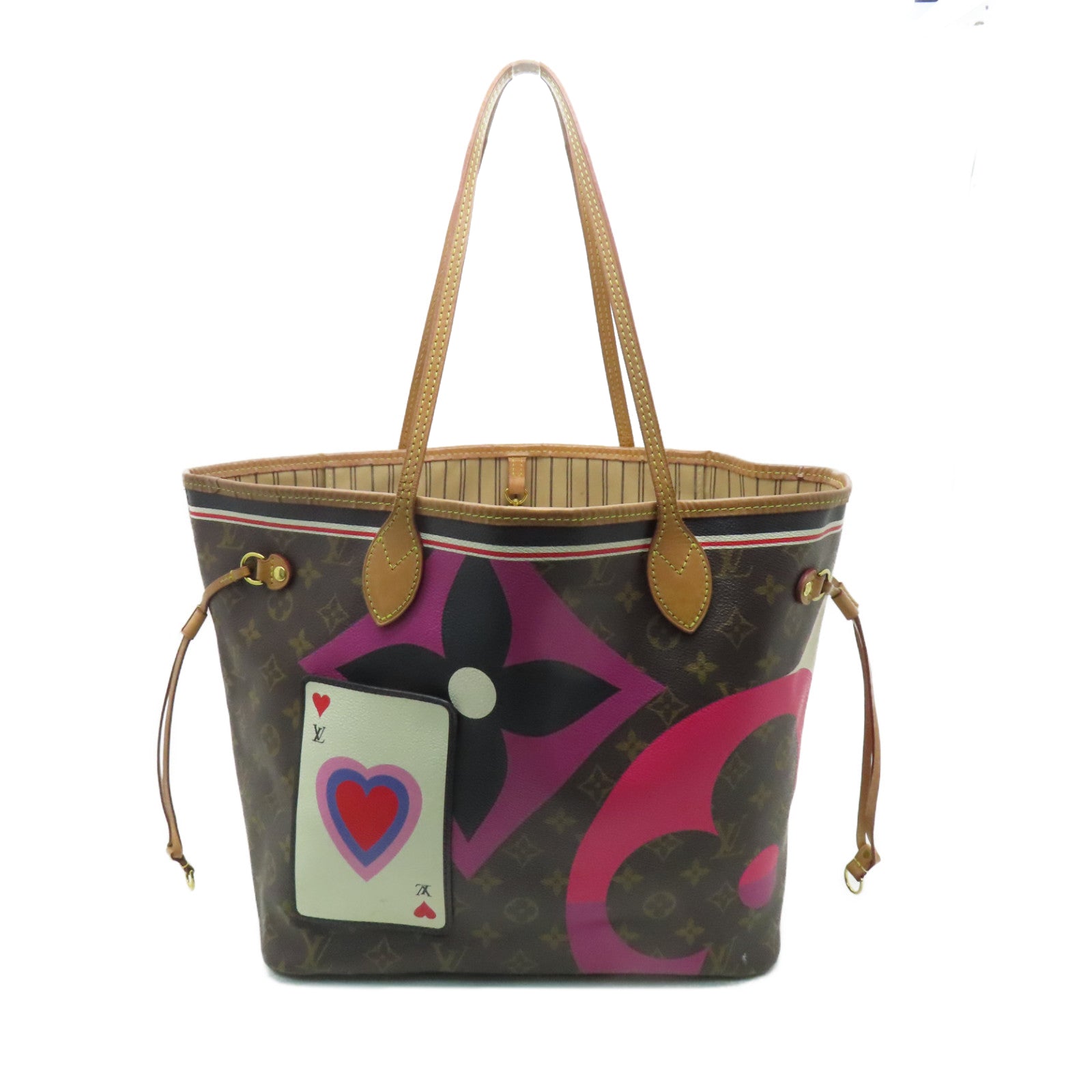 LOUIS VUITTON 【清倉大減價】Monogram Neverfull MM Poker金扣手挽袋啡色