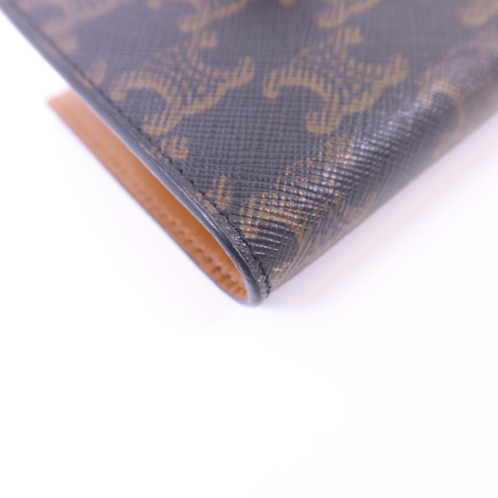 CELINE 塗層帆布/牛皮皮革Wallet金扣錢包
