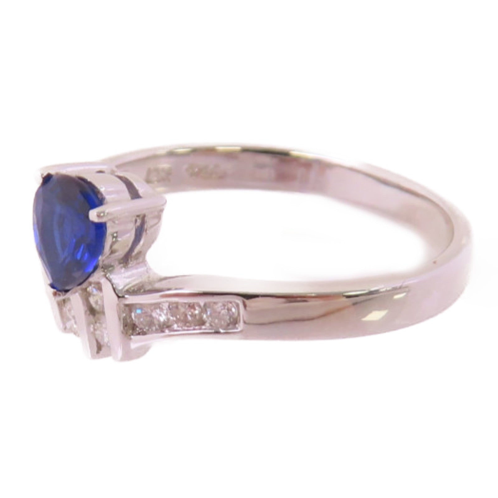 JEWELRY 【激減優惠】18K白金/0.38ct藍寶石/0.18ct鑽石Sapphire Diamond Ring戒指US#6.5