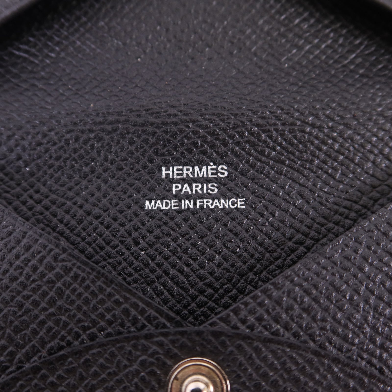 HERMES Epsom皮革Calvi銀扣卡片套